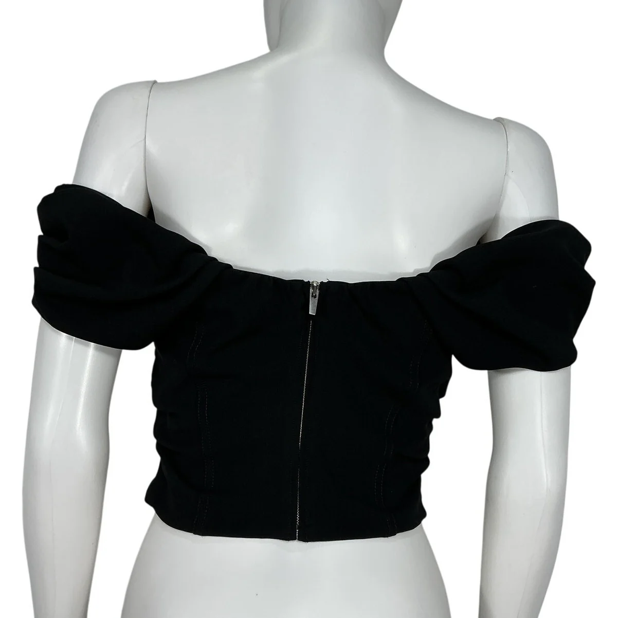 A.L.C. Ruched Black Nora Crop Top Size 2 - Image 3