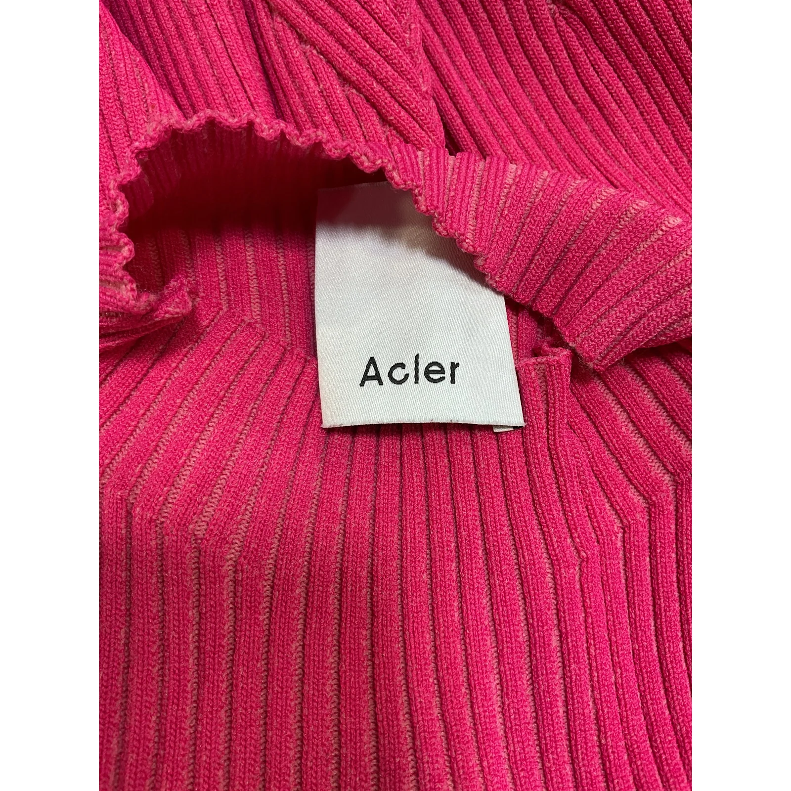 Acler 'Sanders' Pink Nylon Skivvy Rib-Knit Sweater Size 2 - Image 4