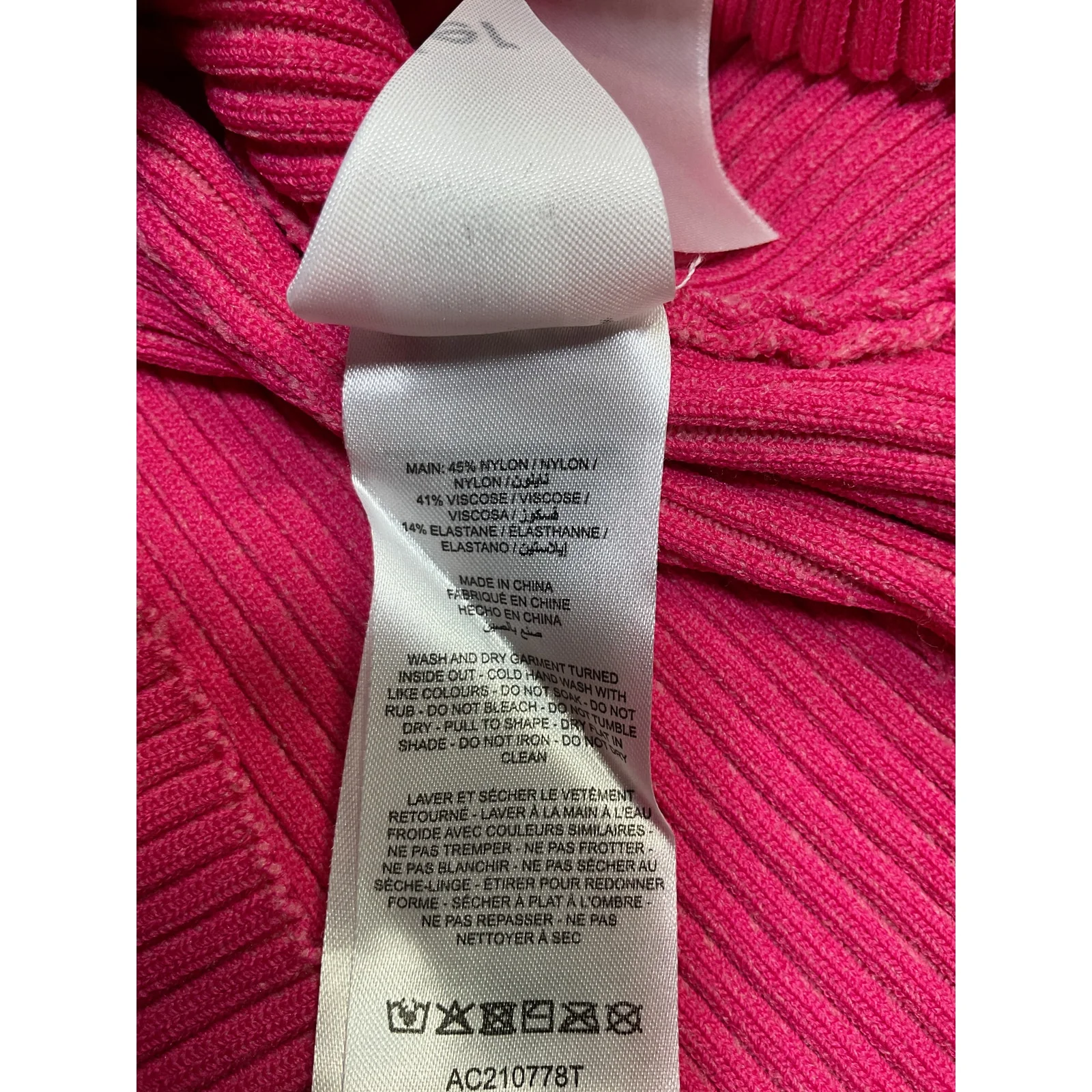 Acler 'Sanders' Pink Nylon Skivvy Rib-Knit Sweater Size 2 - Image 5