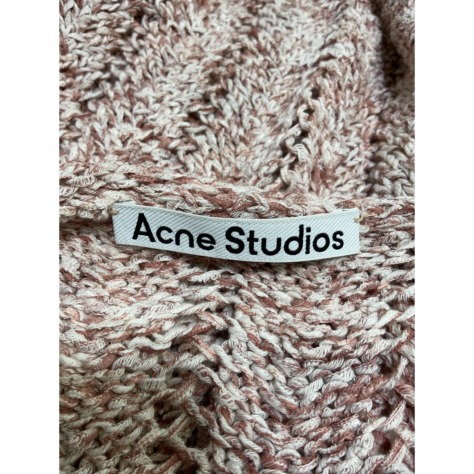 Acne Studios Pink Cotton Cropped Lace Sweater Size M - Image 3