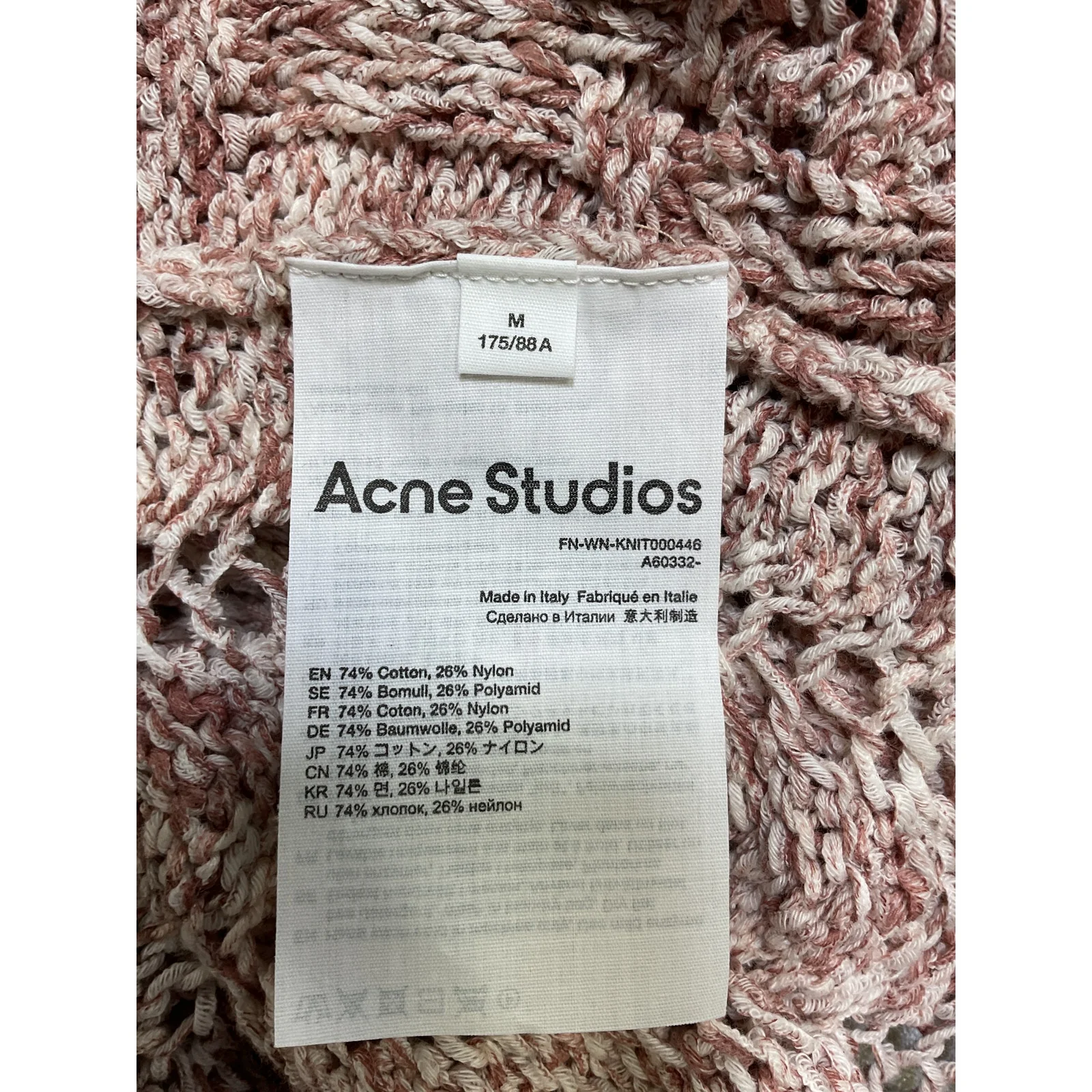 Acne Studios Pink Cotton Cropped Lace Sweater Size M - Image 4