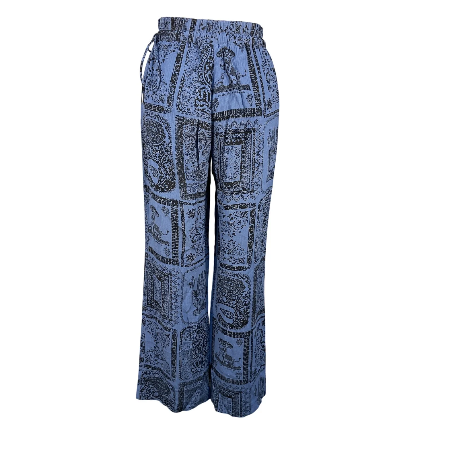 Acne Studios Printed Blue High Rise Wide Leg Pants Size 32 - Image 3