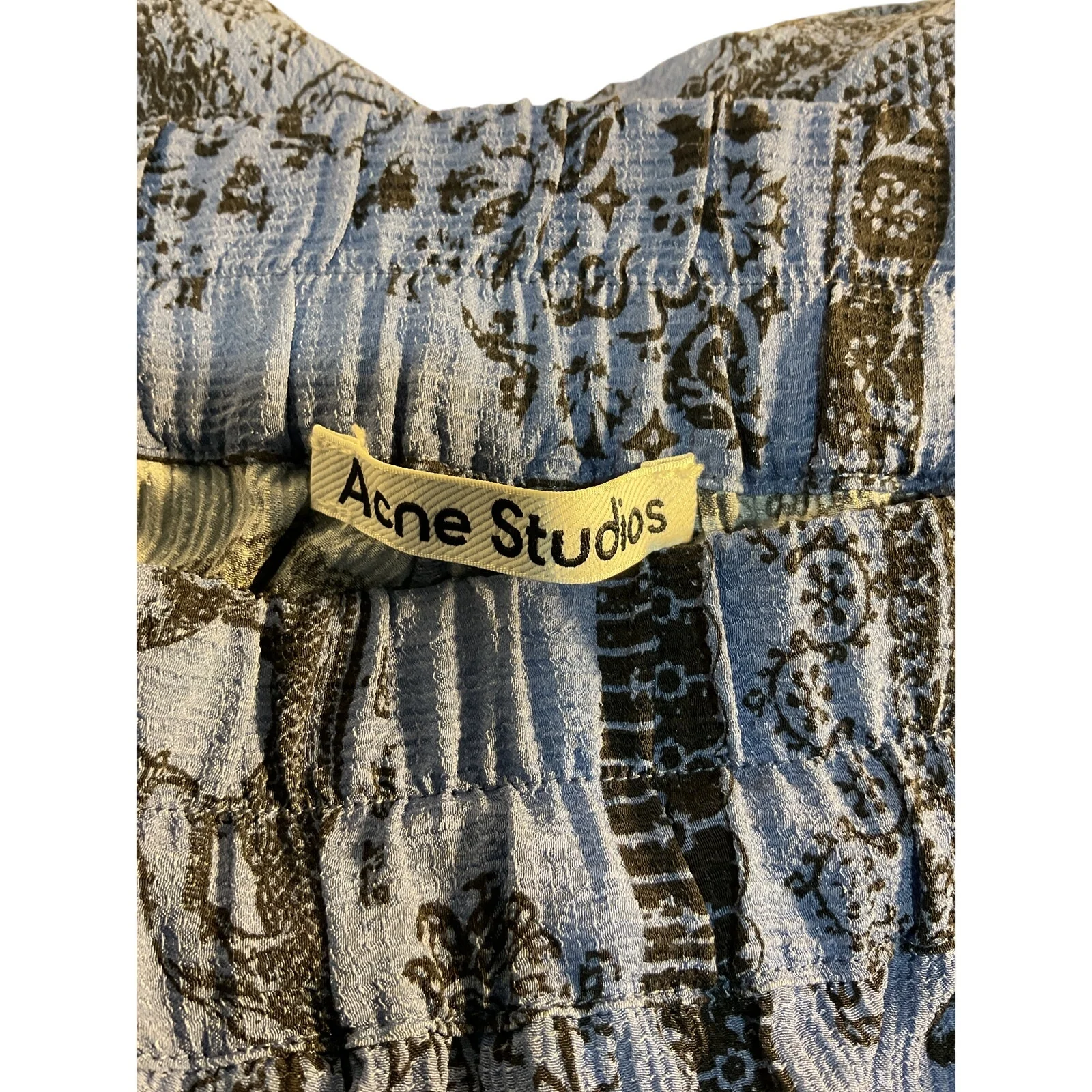 Acne Studios Printed Blue High Rise Wide Leg Pants Size 32 - Image 5
