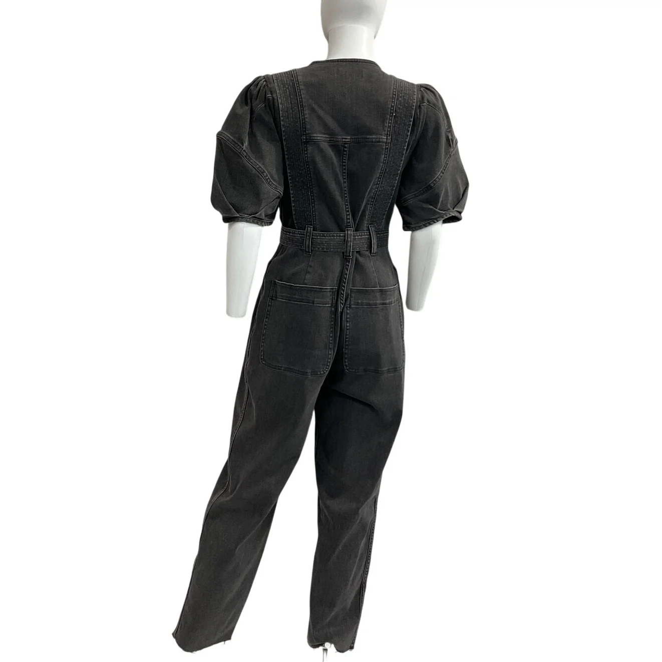 Allsaints Belted Washed Black Elektra Jumpsuit Size 2 - Image 3