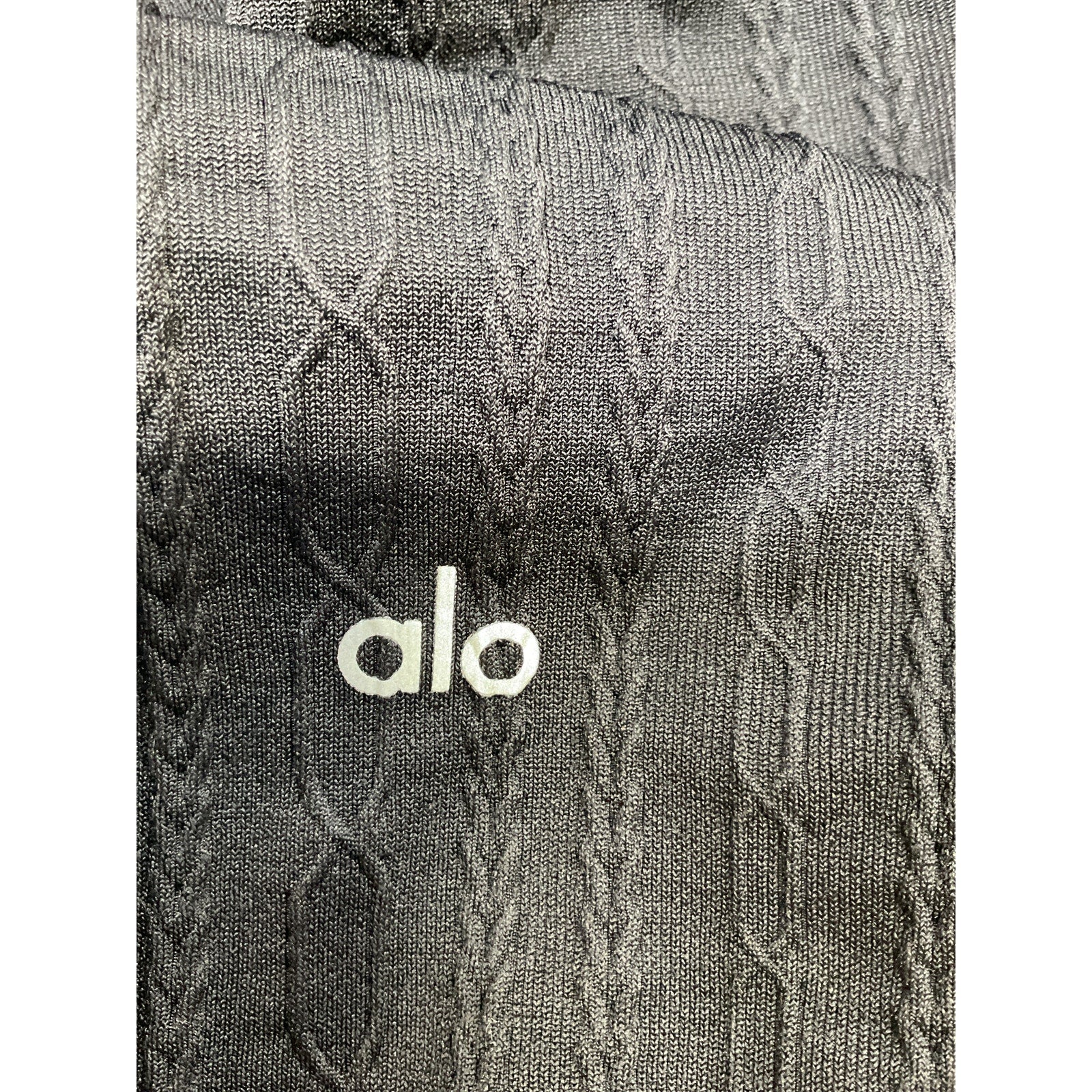 Alo Yoga Stretch Black Cotton Cable-Knit Leggings Size XS - Image 3
