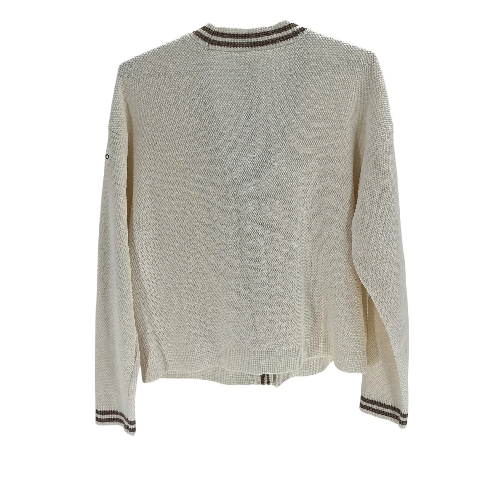 Alo Yoga 'Tennis Club' Beige Cotton Sweater Knit Cardigan Size S - Image 3