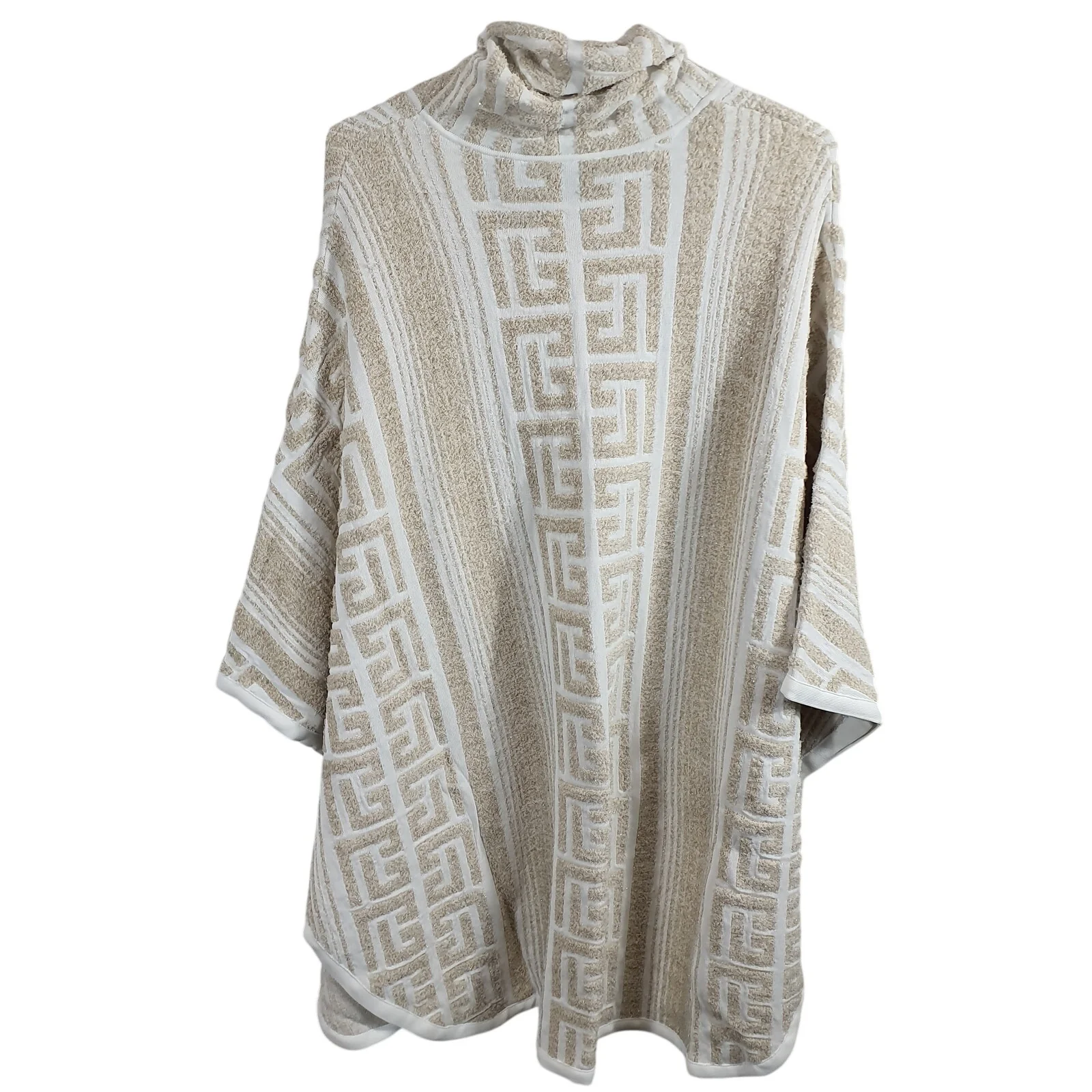 Balmain Lurex Ivory White Monogram Knit Poncho Size 1 EU NWT - Image 3