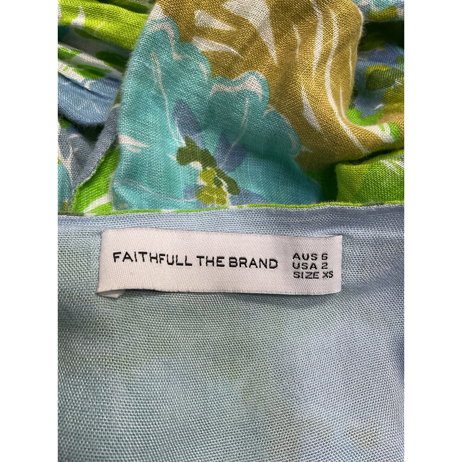 Faithfull The Brand 'Eva' Green Linen Top Size XS - Image 4