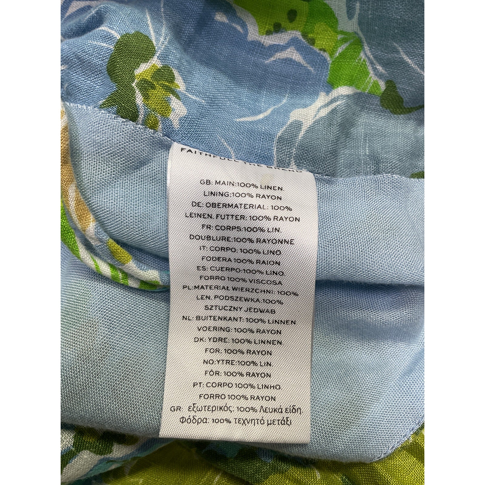 Faithfull The Brand 'Eva' Green Linen Top Size XS - Image 5