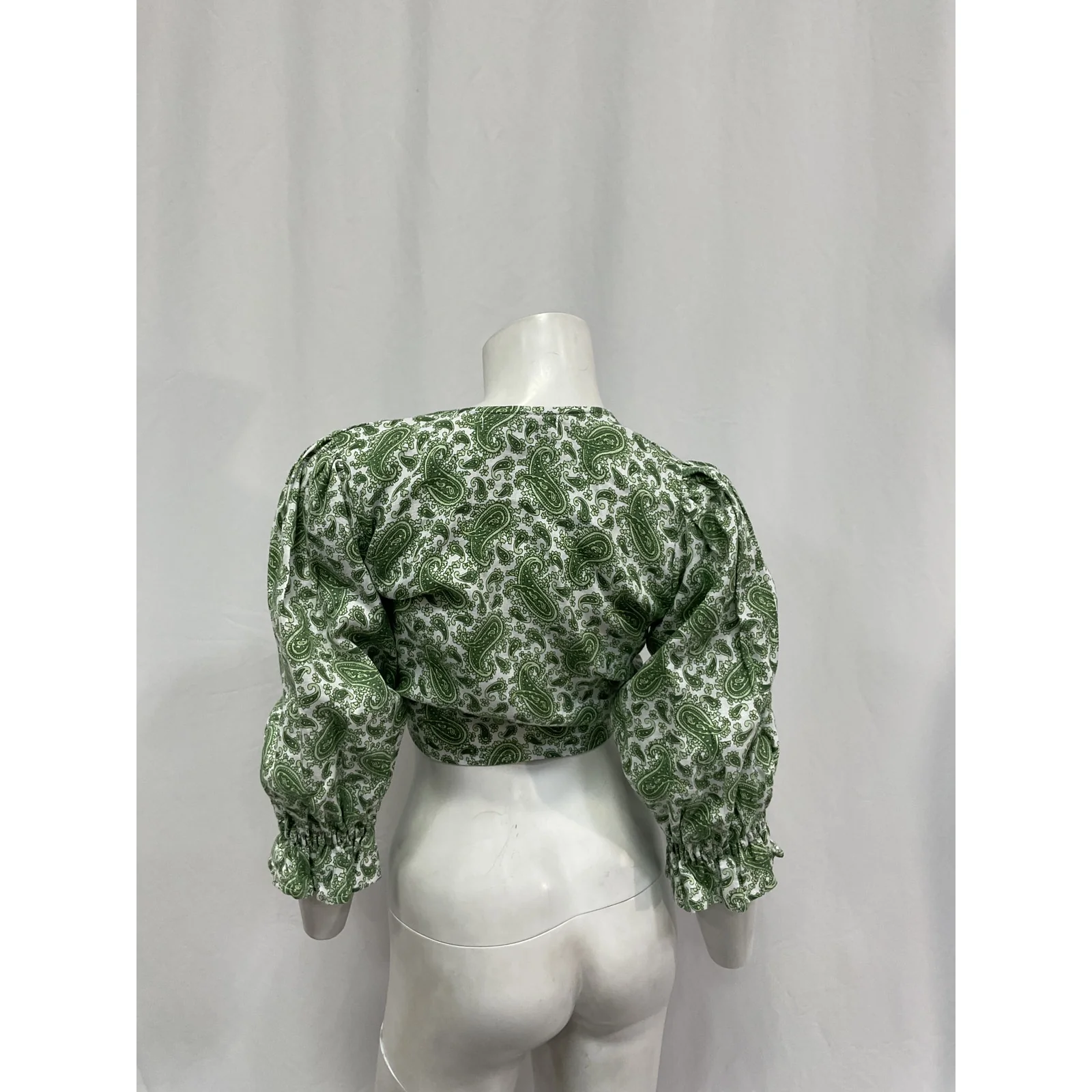 Faithfull The Brand 'Jacinta' Green Linen Top Size XS - Image 3