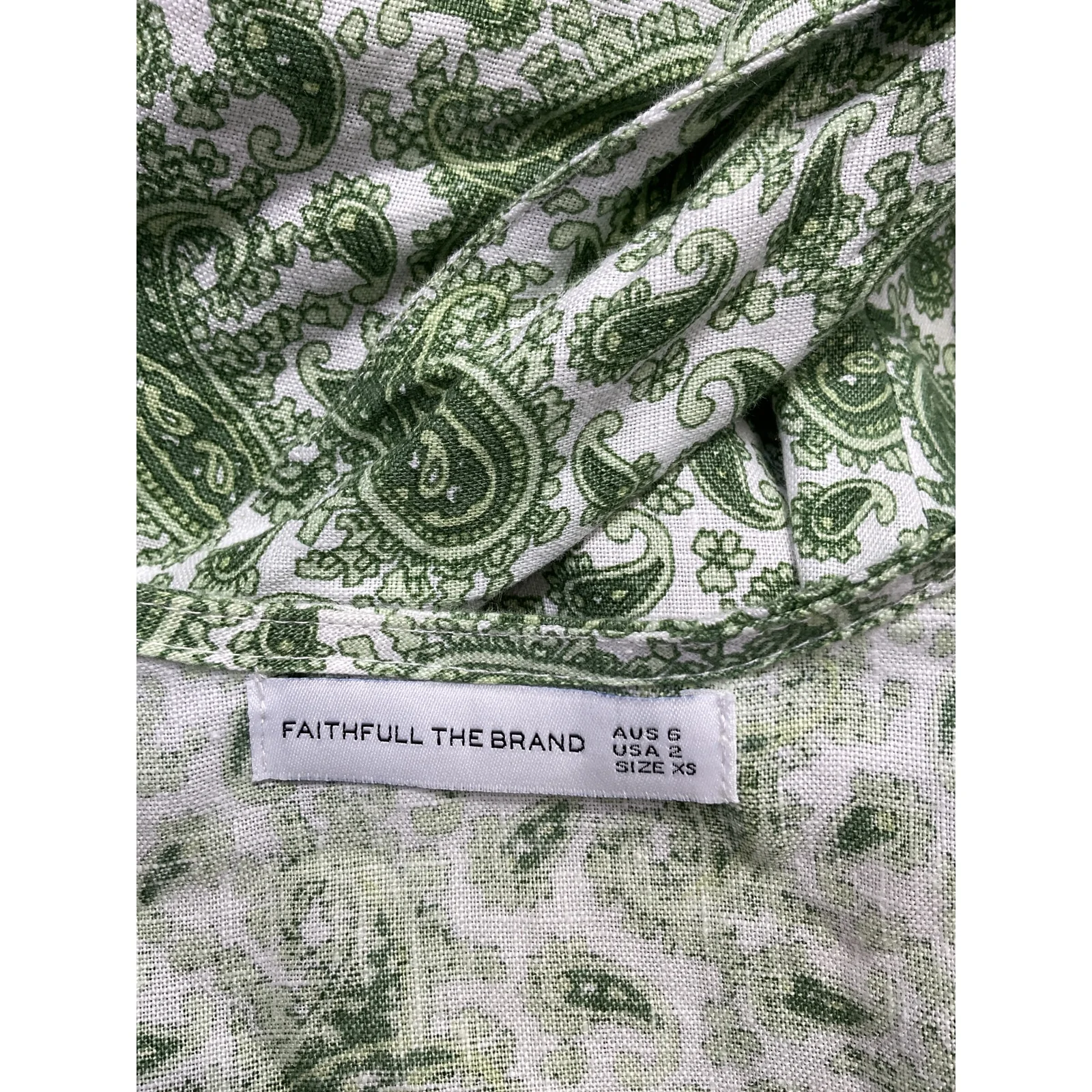 Faithfull The Brand 'Jacinta' Green Linen Top Size XS - Image 4