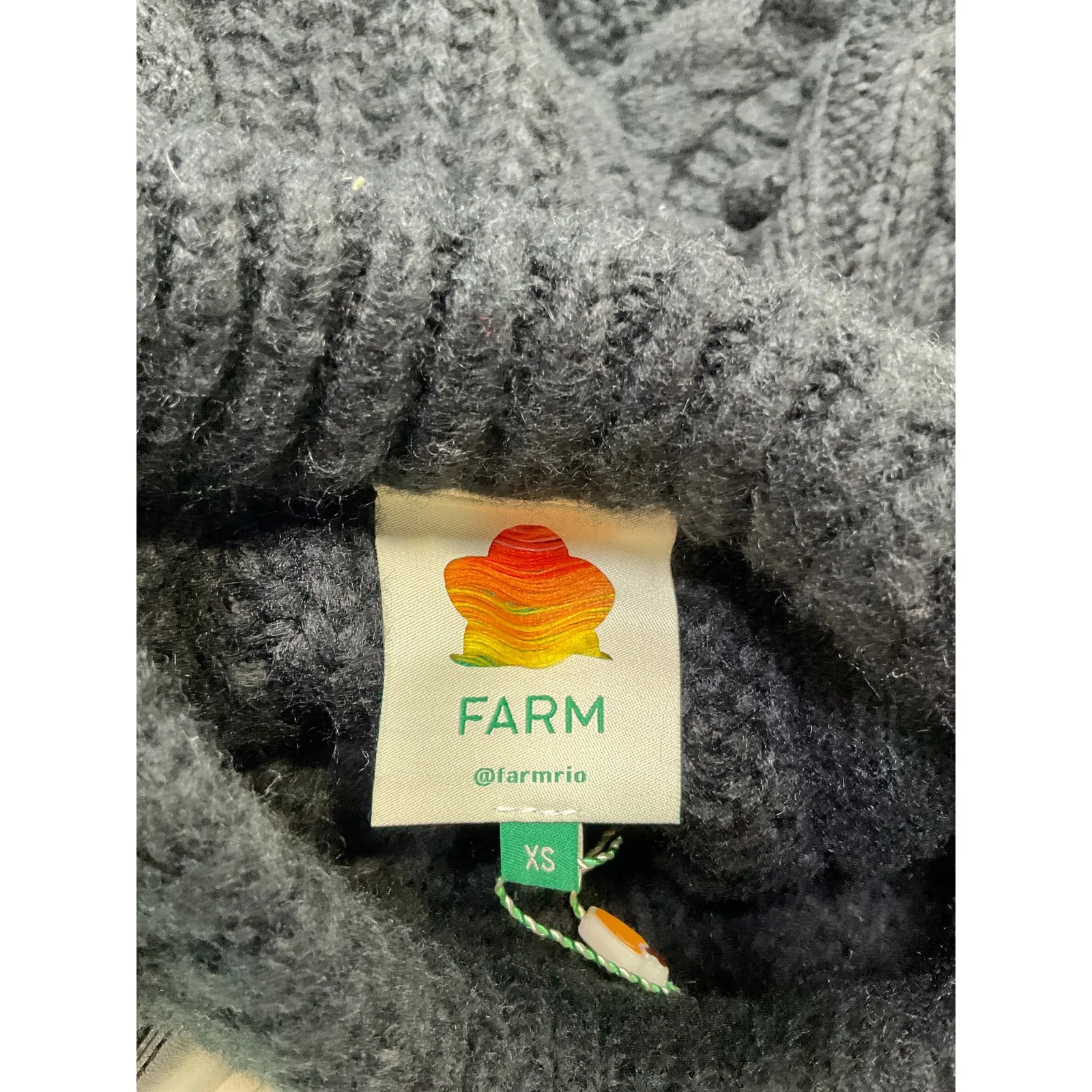 Farm Rio 'Braided' Black Acrylic Sweater Size XS - Image 4