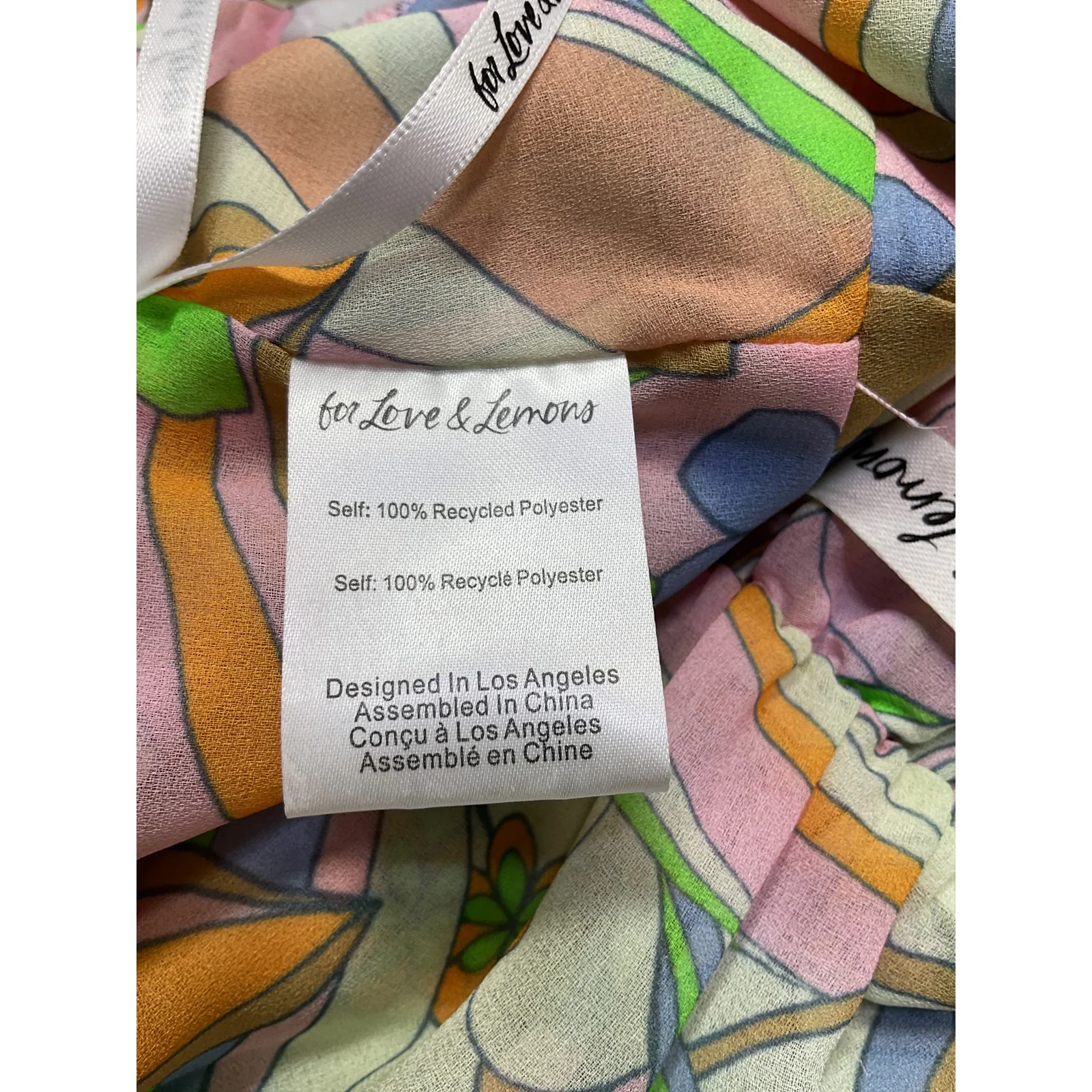 For Love & Lemons 'Guinevere' Green Polyester Crop Top Size L - Image 5