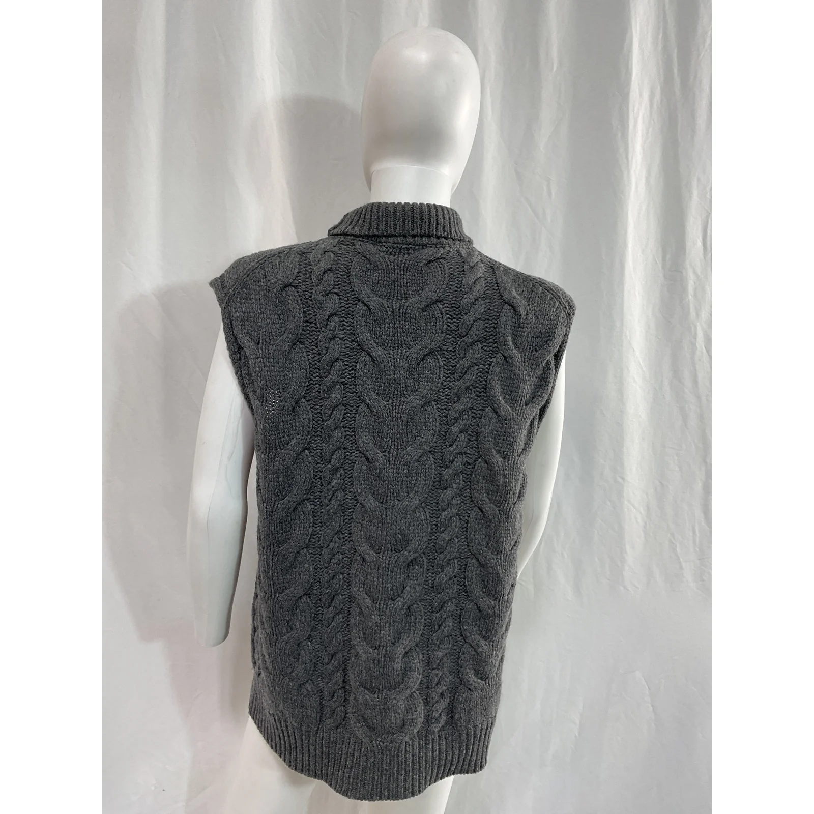 Frame 'Cableknit' Grey Merino Wool Sleeveless Sweater Vest Size S - Image 3