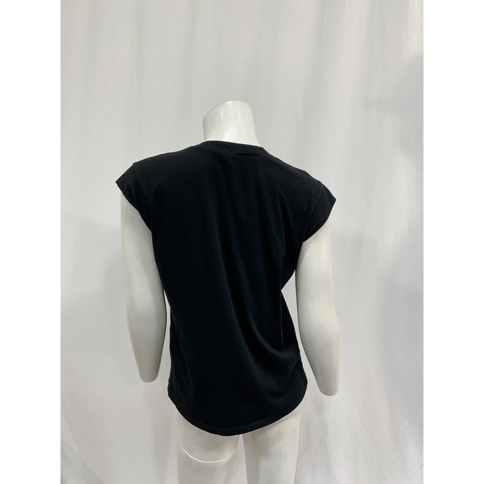 Frame 'Le' Black Cotton Mid Rise V-Neck T-Shirt Size XS - Image 3