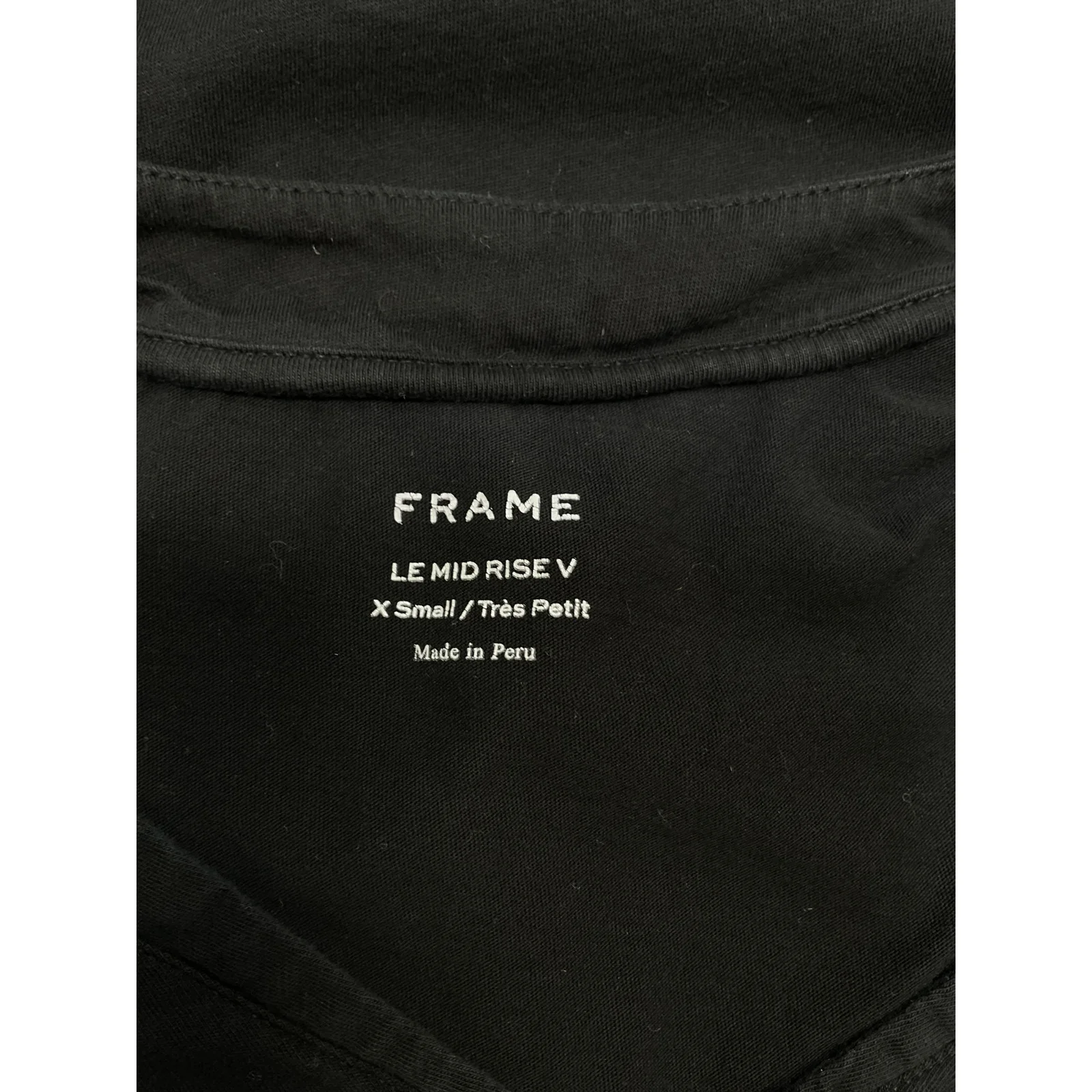 Frame 'Le' Black Cotton Mid Rise V-Neck T-Shirt Size XS - Image 4