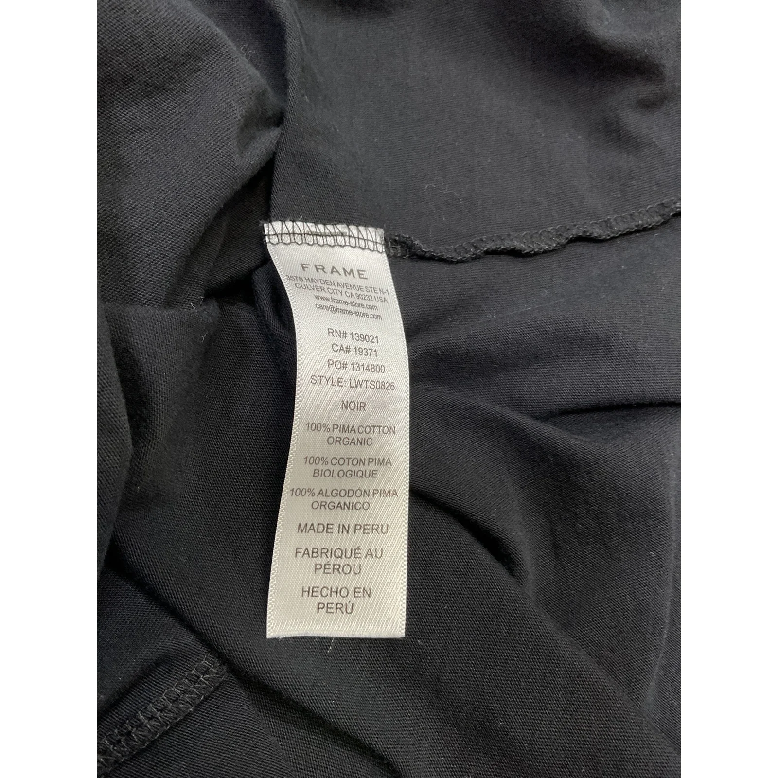 Frame 'Le' Black Cotton Mid Rise V-Neck T-Shirt Size XS - Image 5