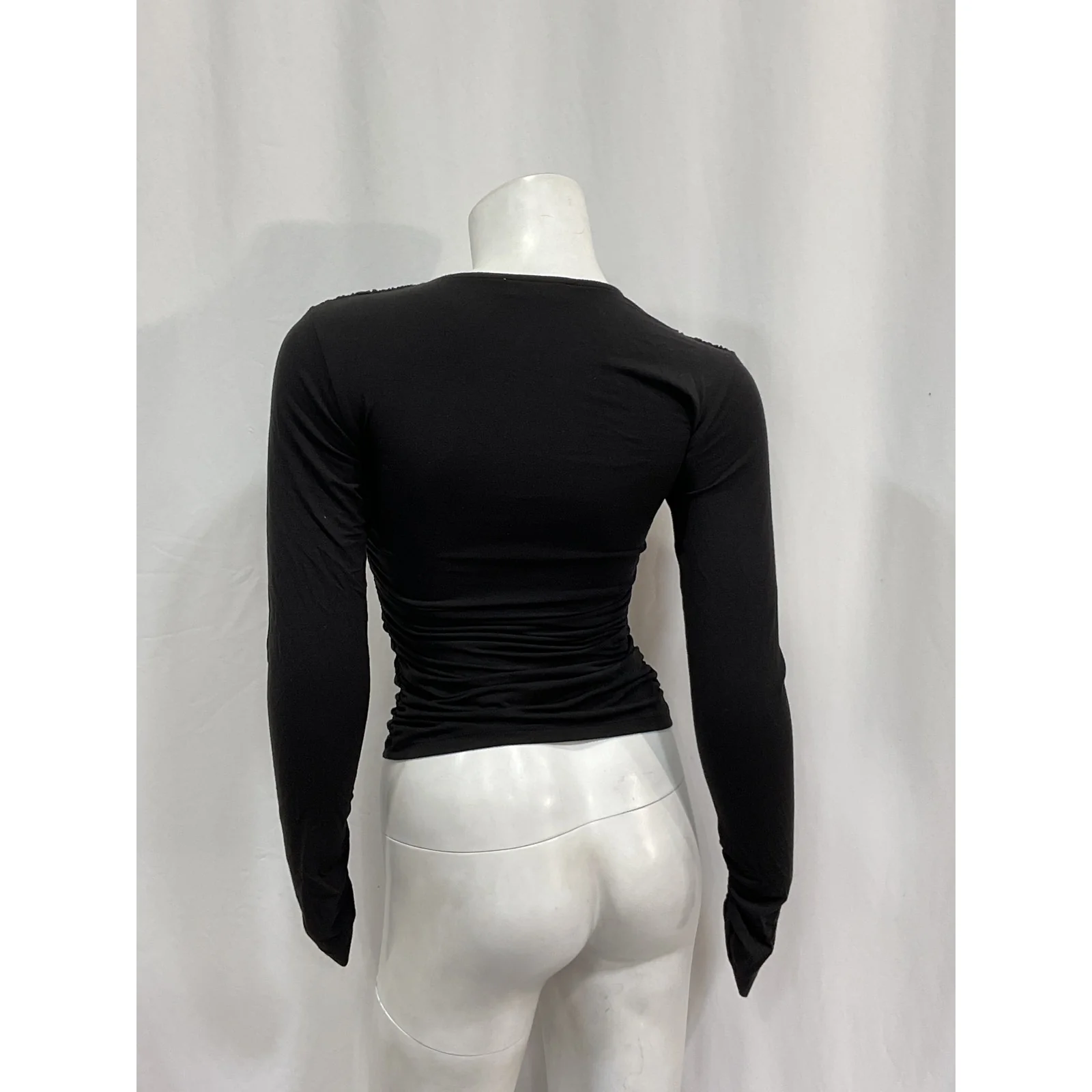 Frame 'Twisted' Black Spandex V-Neck Top Size XS - Image 3
