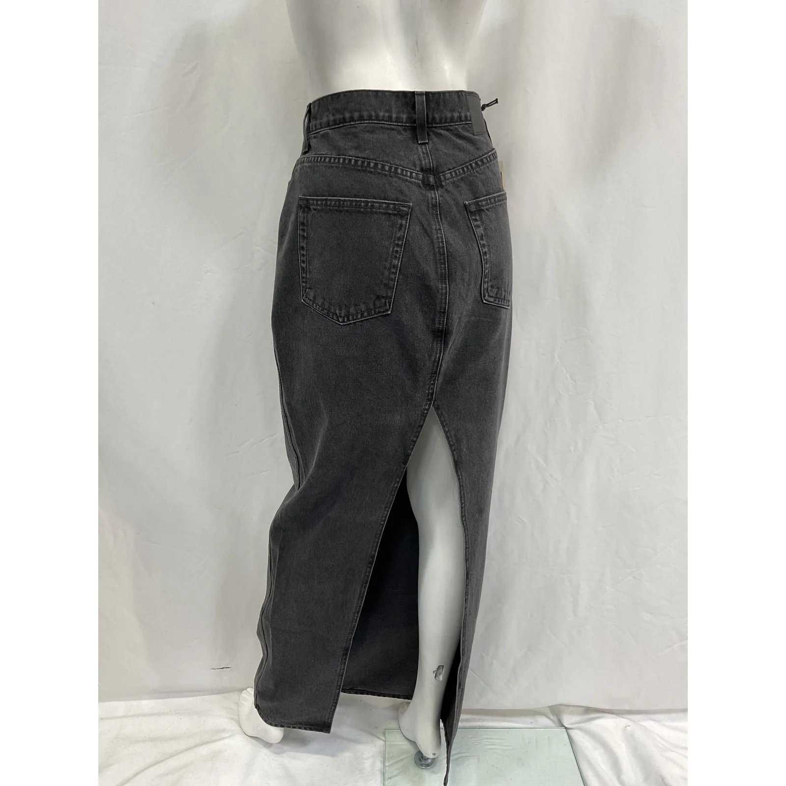 Grlfrnd 'Amara' Black Cotton Maxi Pencil Skirt With Back Slit Size 27 - NWT - Image 3