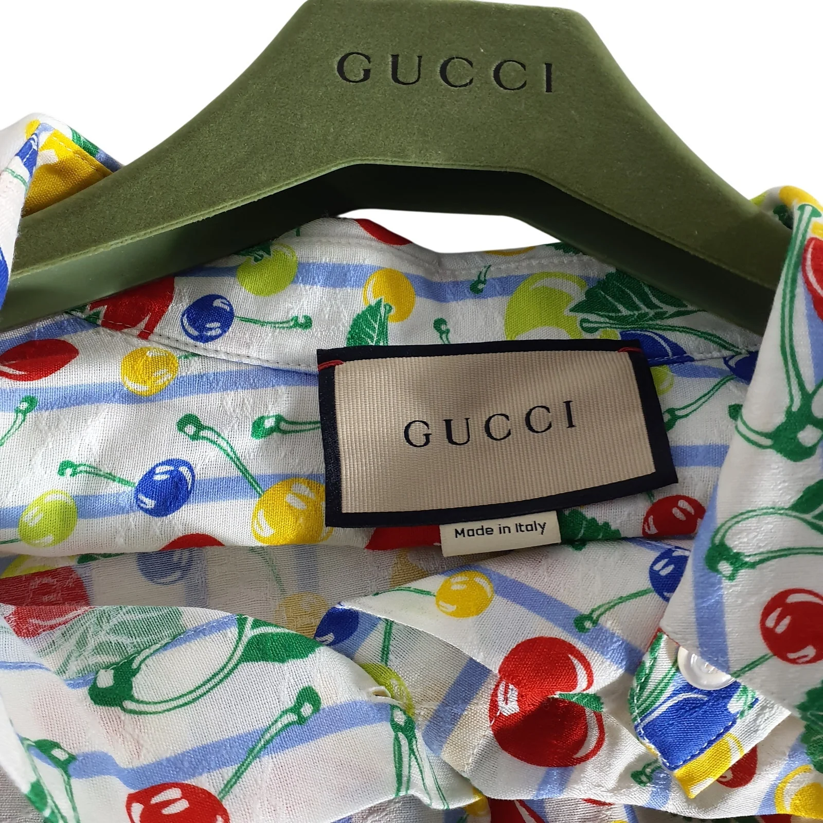 Gucci Print Cherry Stripe Size 44 IT/ US 8 Shirt - Image 3