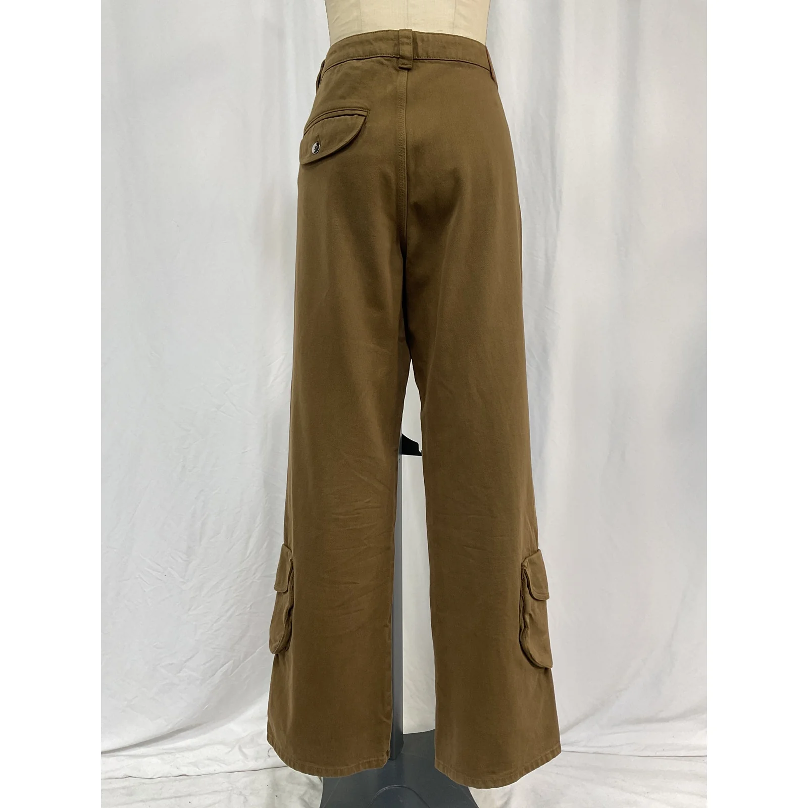Helsa Straight Leg Brown Cotton Workwear Pants Size L - Image 3