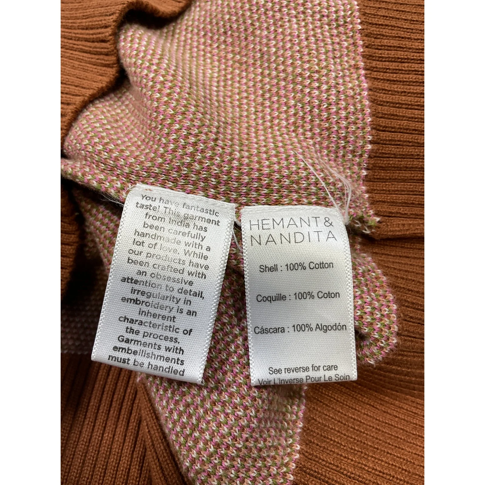 Hemant And Nandita 'Fara' Red Cotton Cardigan Size S - Image 5