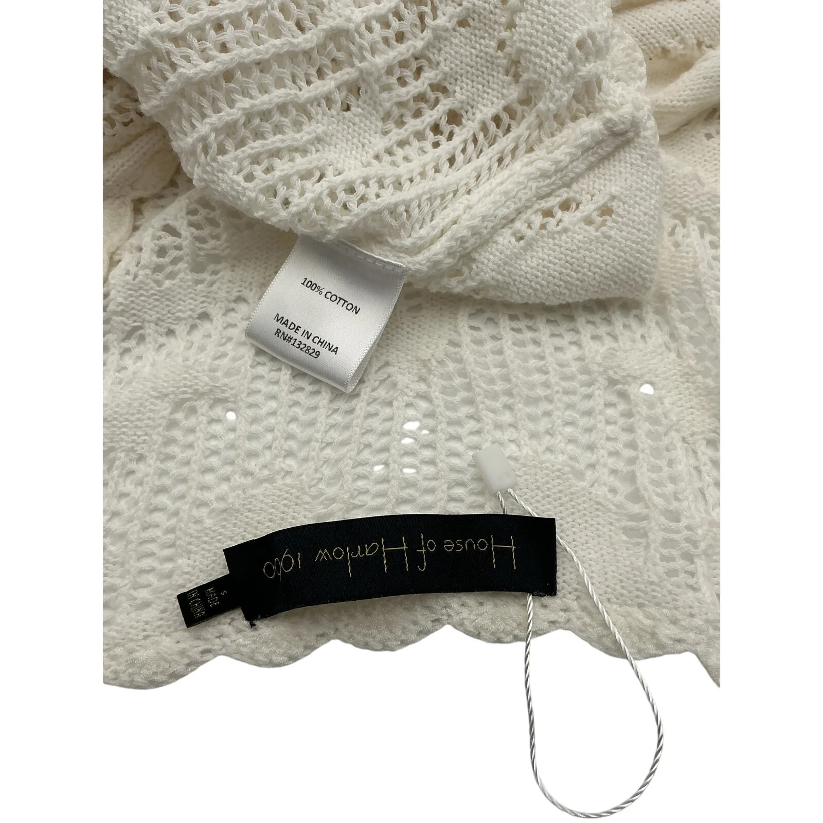 House Of Harlow 1960 x Revolve 'Kameli' White Cotton Pointelle Cropped Sweater Size S - Image 4