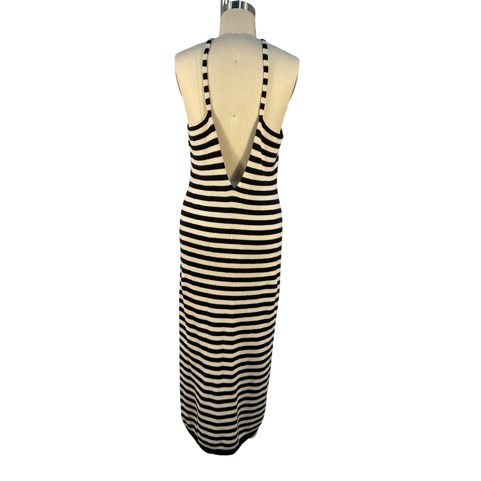Khaite Striped Black Georgia Midi Dress Size Large NWT - Image 3