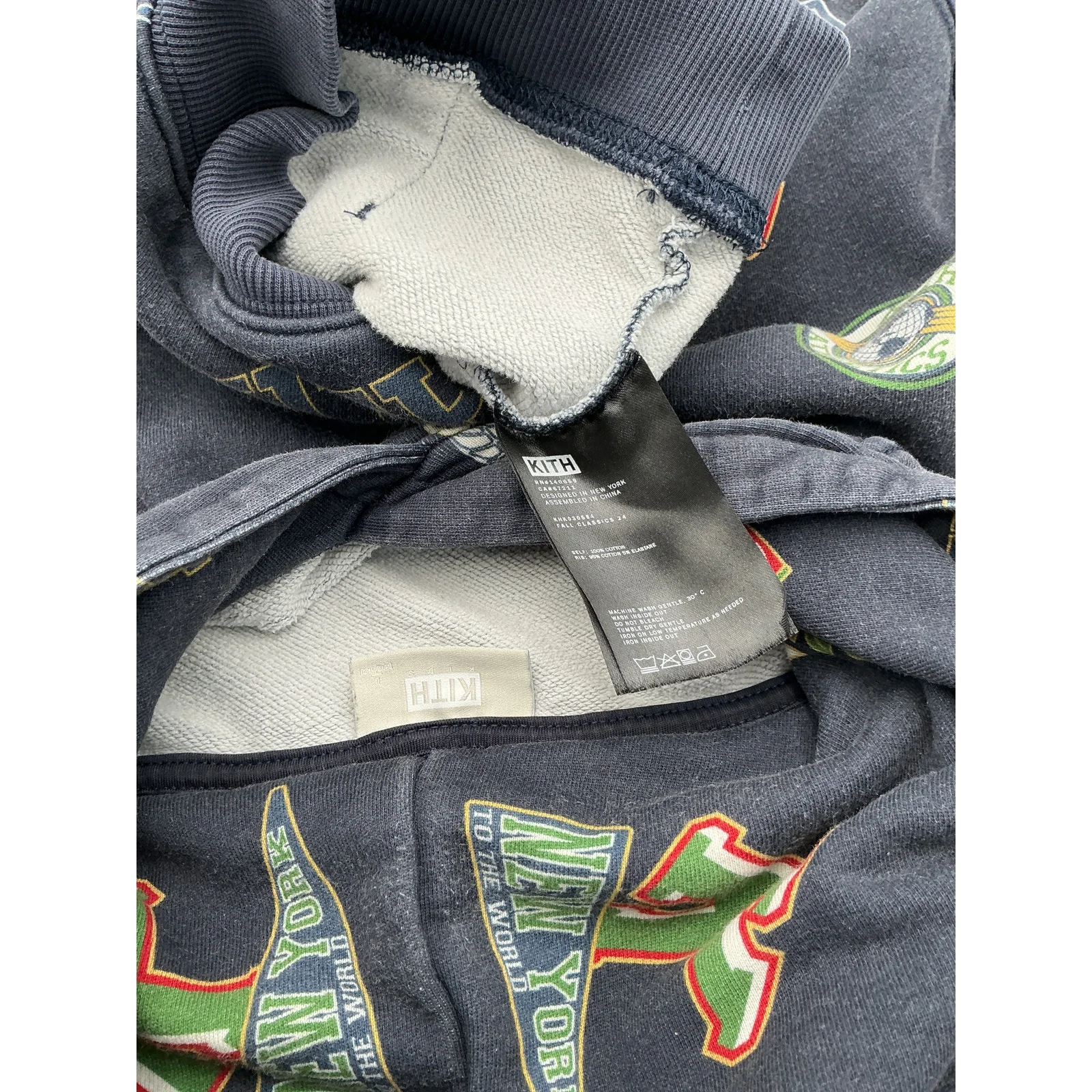 Kith Kids Printed 'Nelson' Blue Cotton Hoodie Size L - Image 4