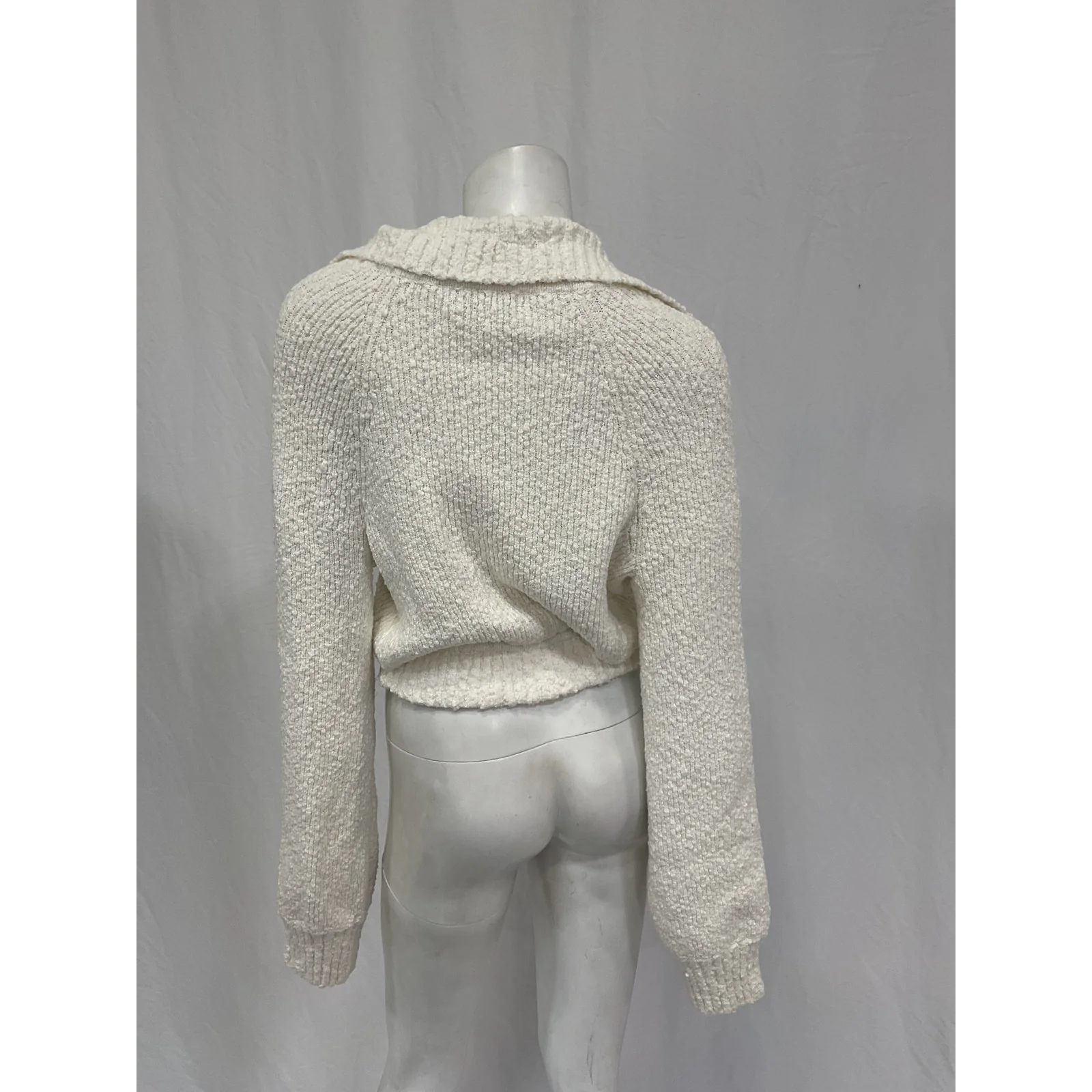 L'Academie 'Imani' White Cotton Boucle Knit Pullover Sweater Size M - Image 3
