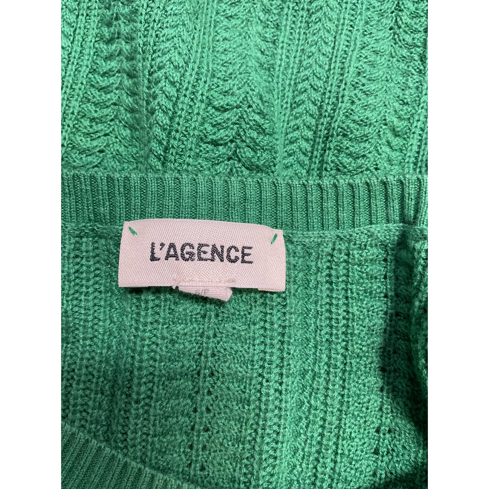 L'Agence 'Aceline' Green Pullover Round Neck Long Sleeve Sweater Size S - Image 4