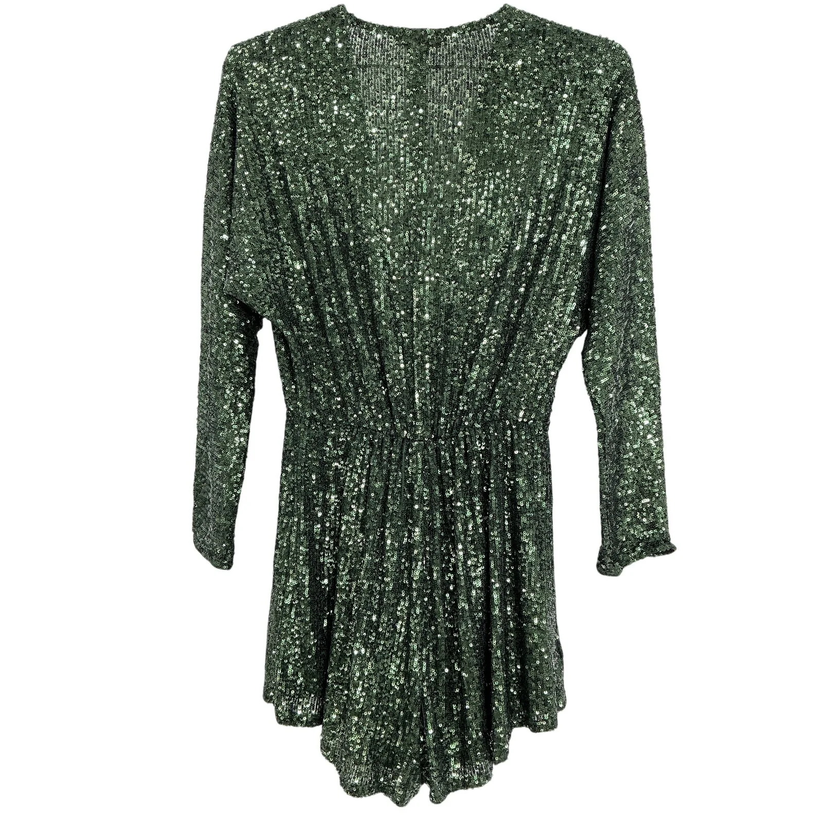 Maje Sparkling Green Sequined Wide-Leg Romper Size 6 - Image 3