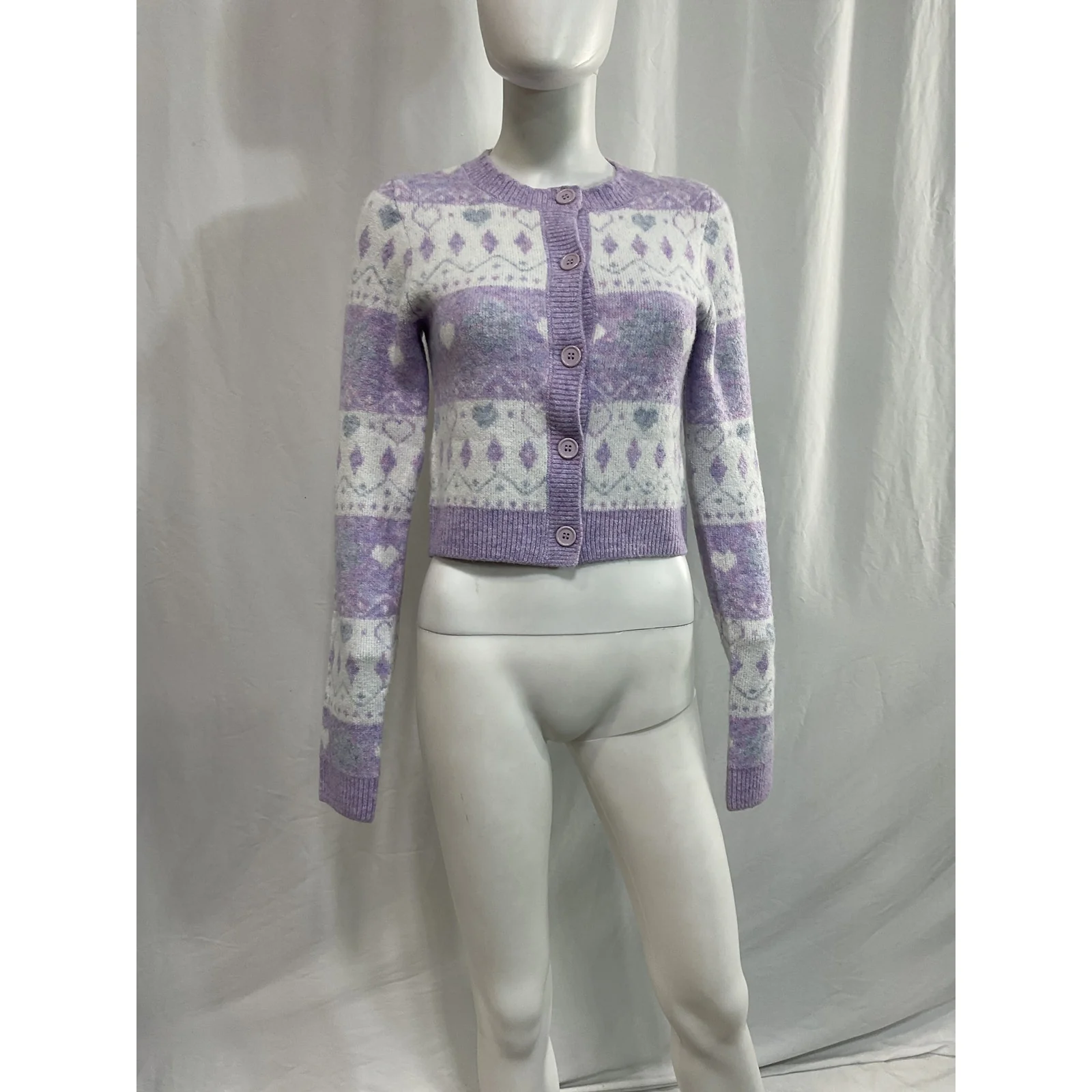 Majorelle 'Marnie' White Fair Isle Cardigan Size XS - Image 3