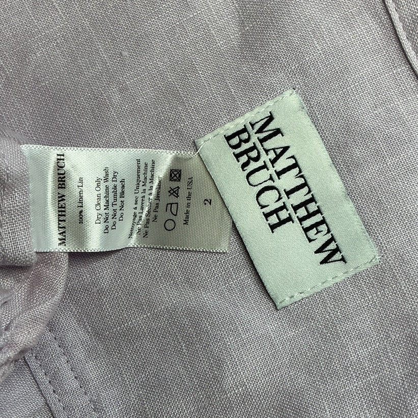 Matthew Bruch Cropped Long Sleeve Lilac Button Down Shirt Size 2 - Image 4
