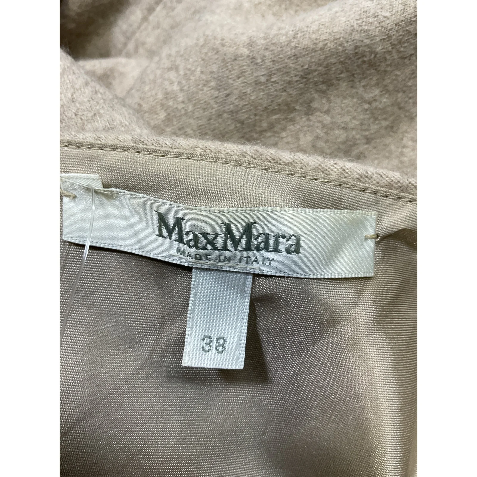 Max Mara Virgin Wool Tan Mini Dress Size 38 - Image 4