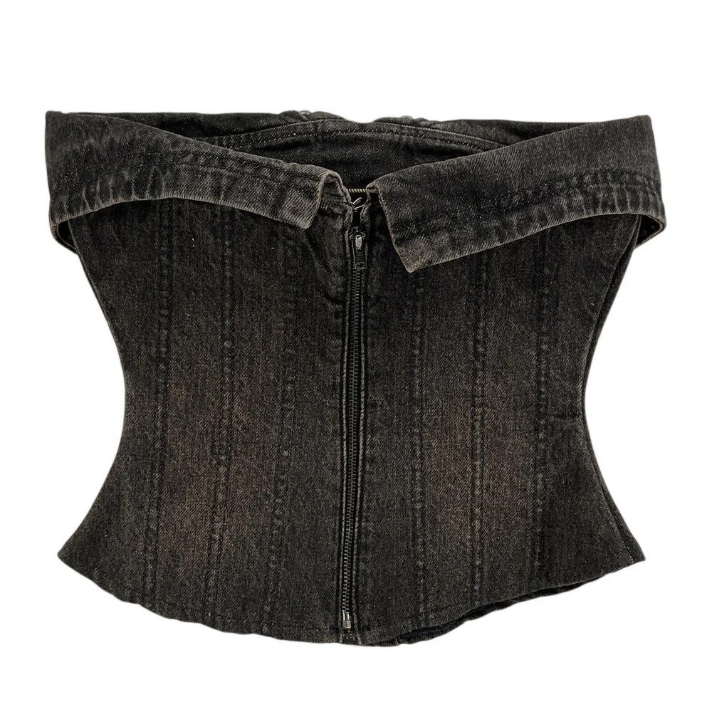 Miaou Denim Ochre Scarlett Bustier Size XXS - Image 3
