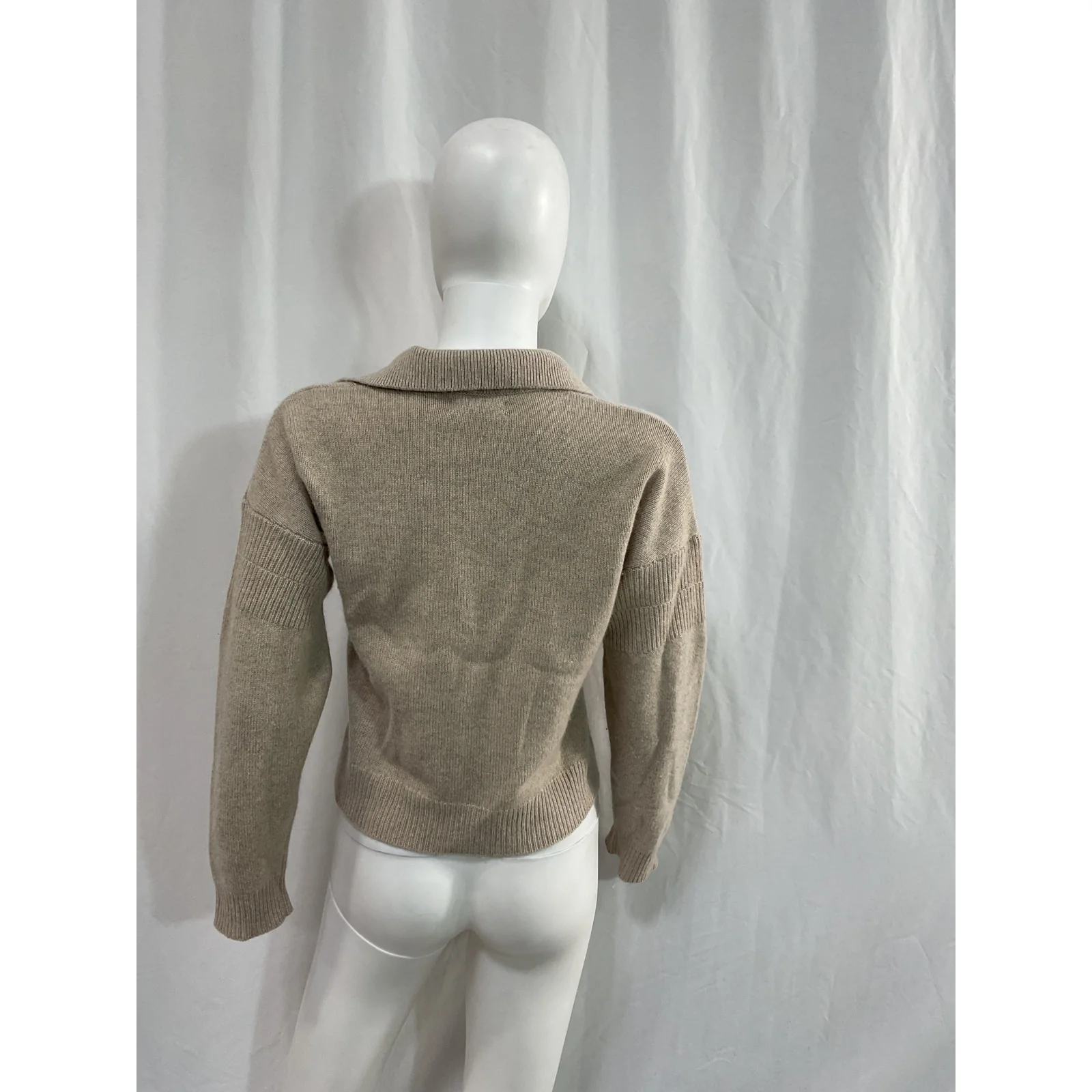Naadam 'Recycled' Tan Cashmere Open Neck Polo Size XS - Image 3