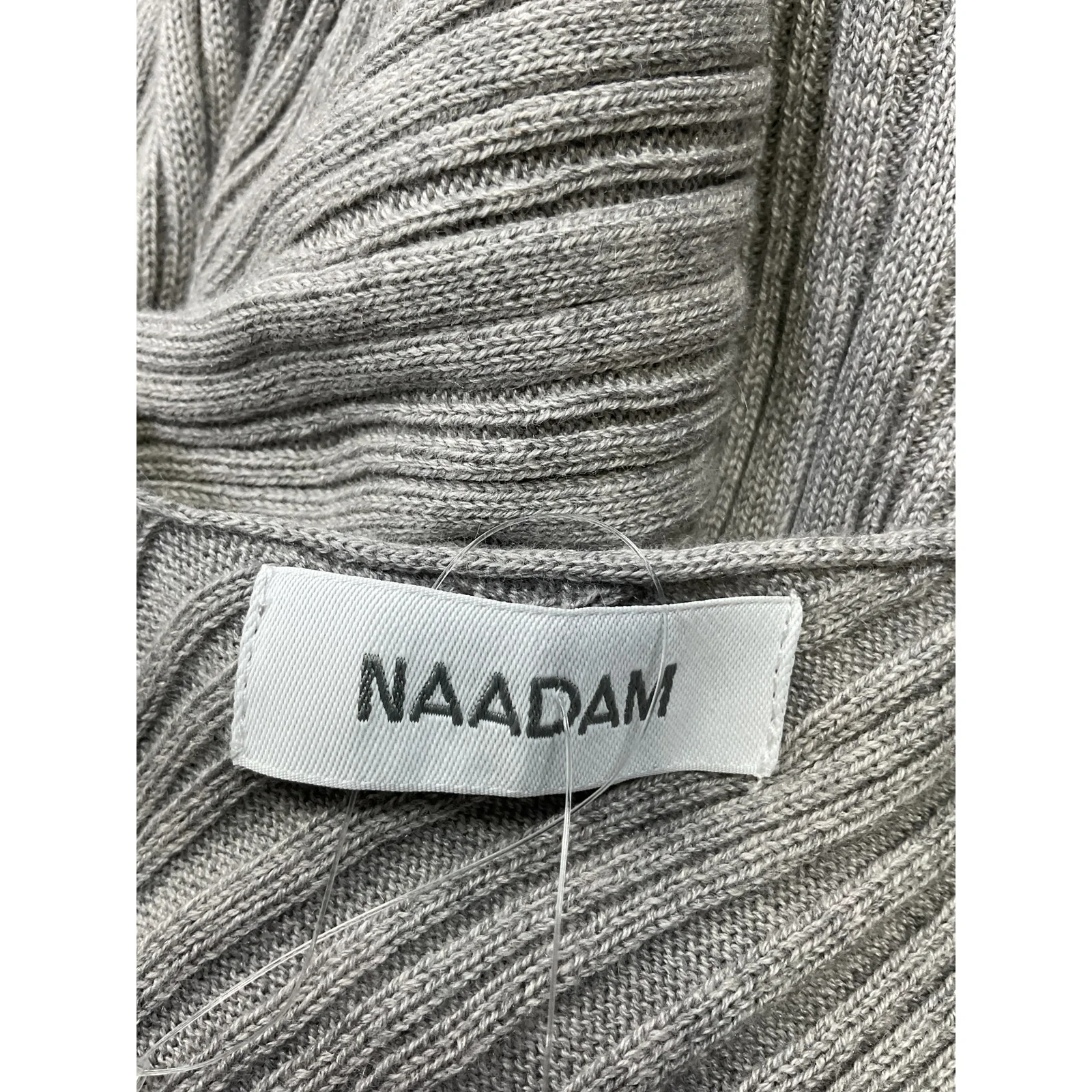 Naadam Ribbed Cutout Back Grey Cotton Sweater Size L - Image 3