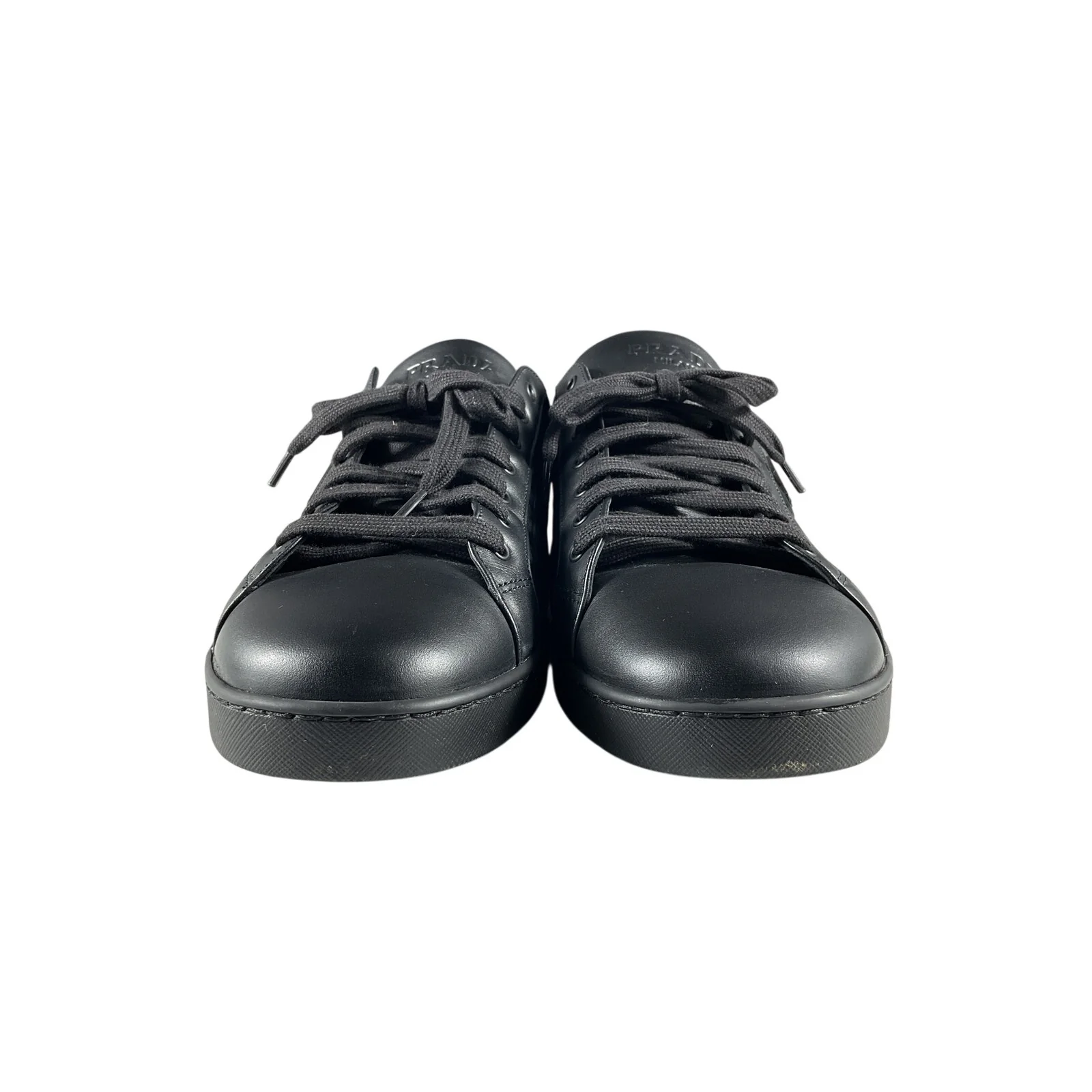 Prada Black Leather And Re-Nylon Sneakers Size 12.5 - Image 5