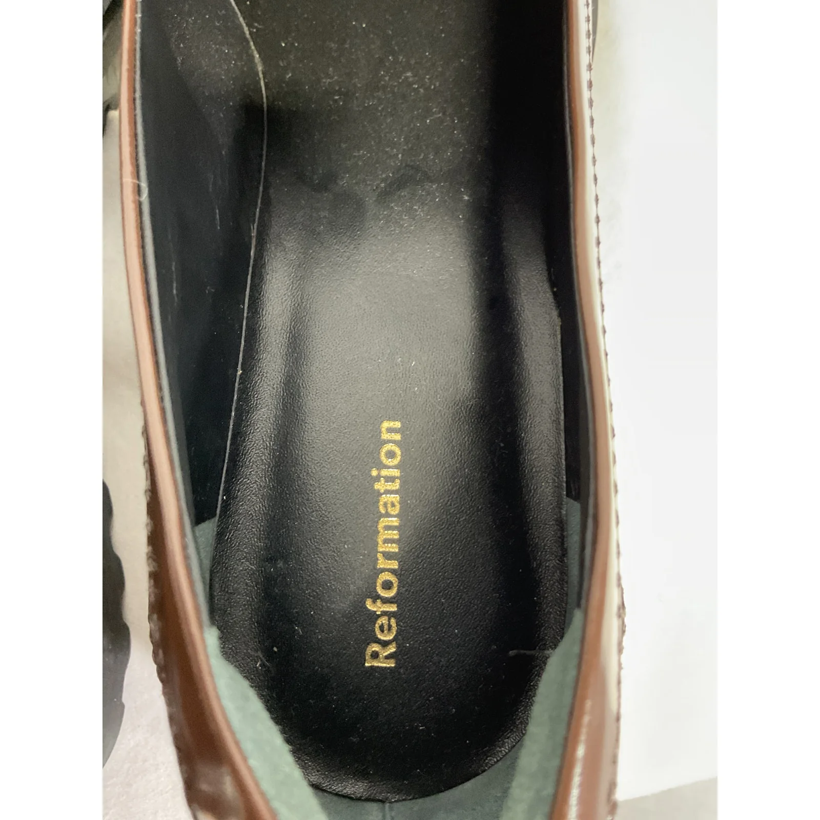 Reformation 'Agathea' Brown Leather Chunky Loafer Size 10 - Image 5