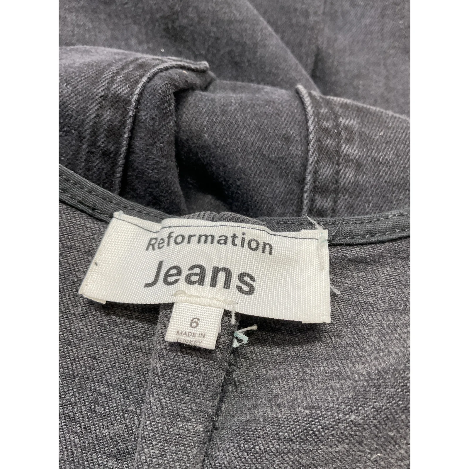 Reformation 'Calypso' Black Wide Leg Denim Jumpsuit Size 6 - Image 4