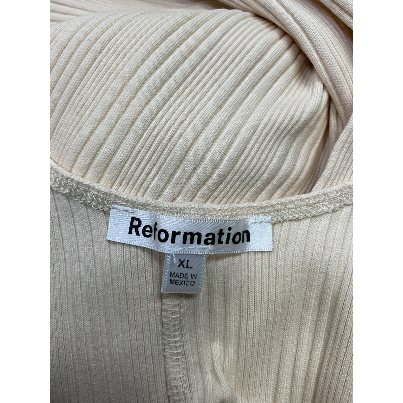 Reformation 'Delphina' White Cotton Knit Dress Size XL - Image 4