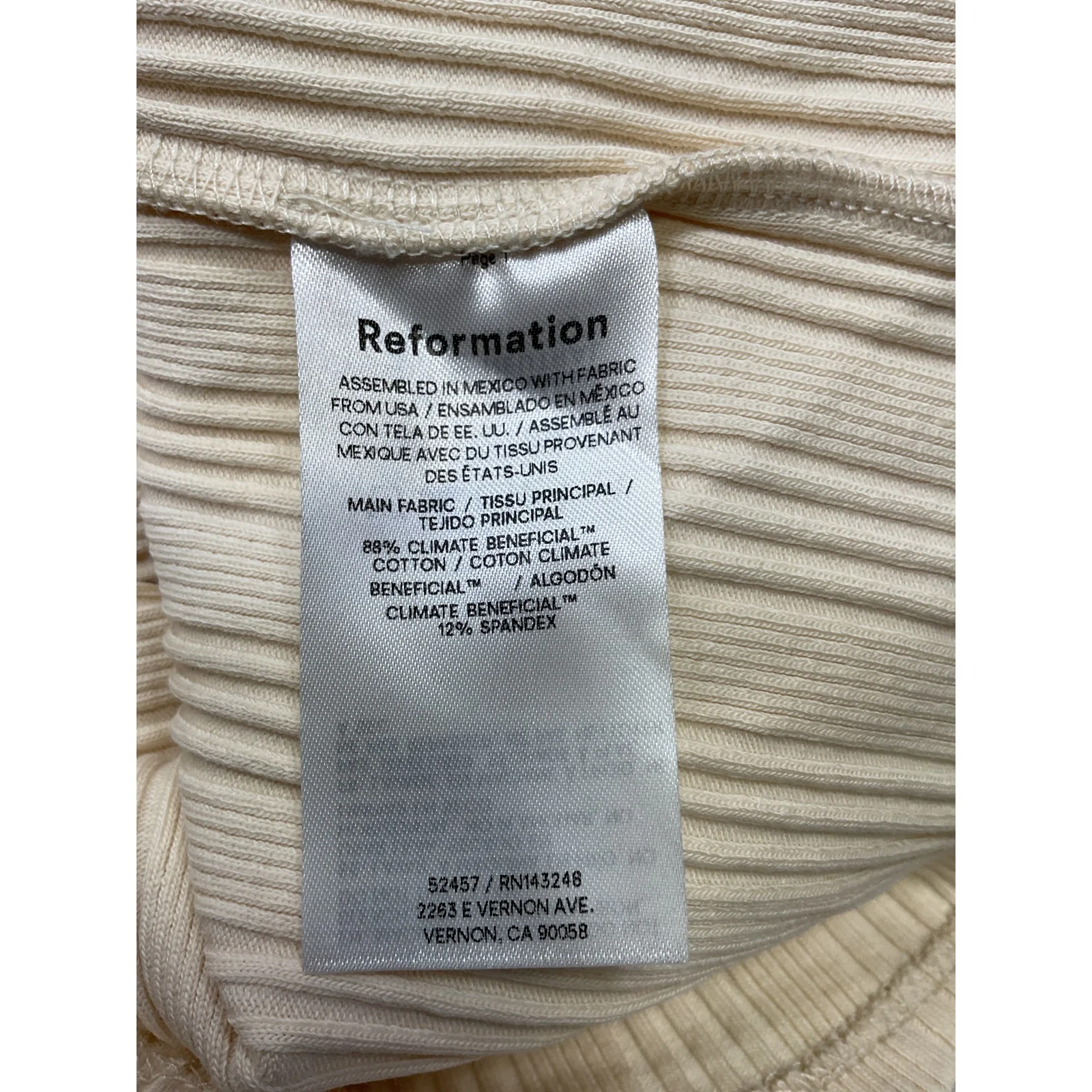 Reformation 'Delphina' White Cotton Knit Dress Size XL - Image 5
