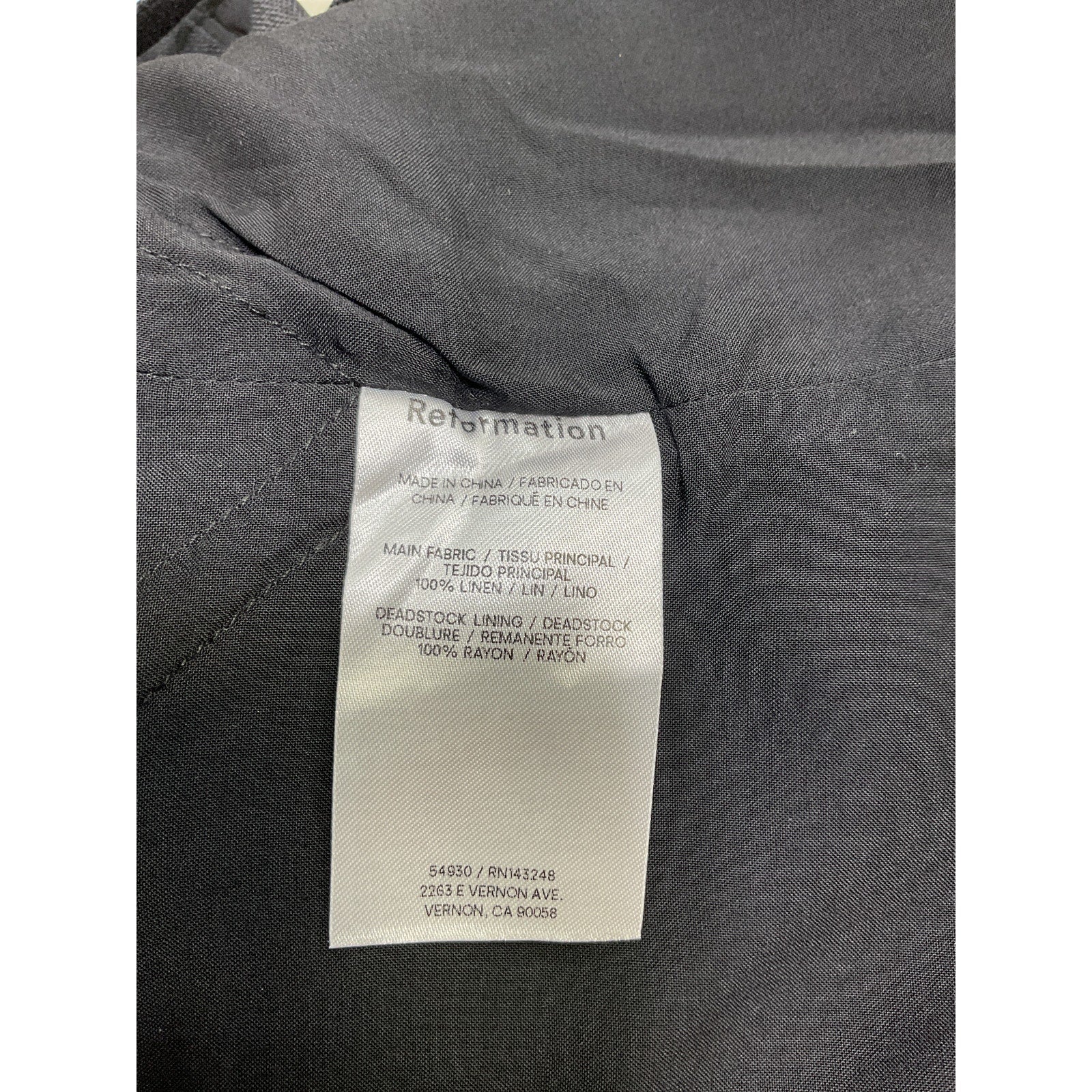 Reformation 'Evette' Black Linen Top Size 0 - Image 5