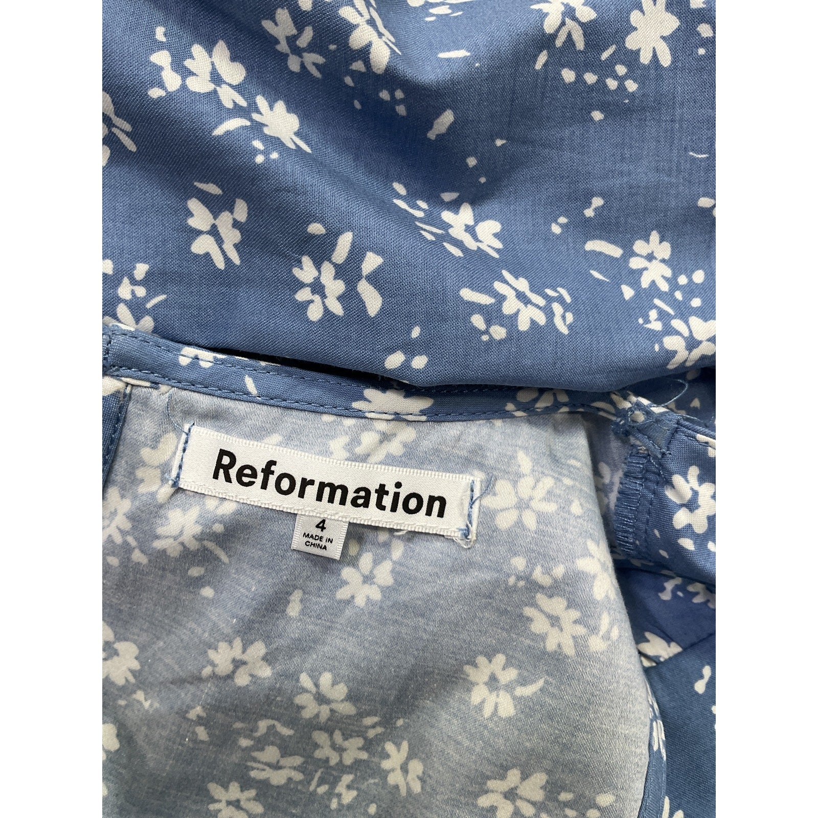 Reformation 'Isador' Blue Cotton Dress Size 4 - Image 4