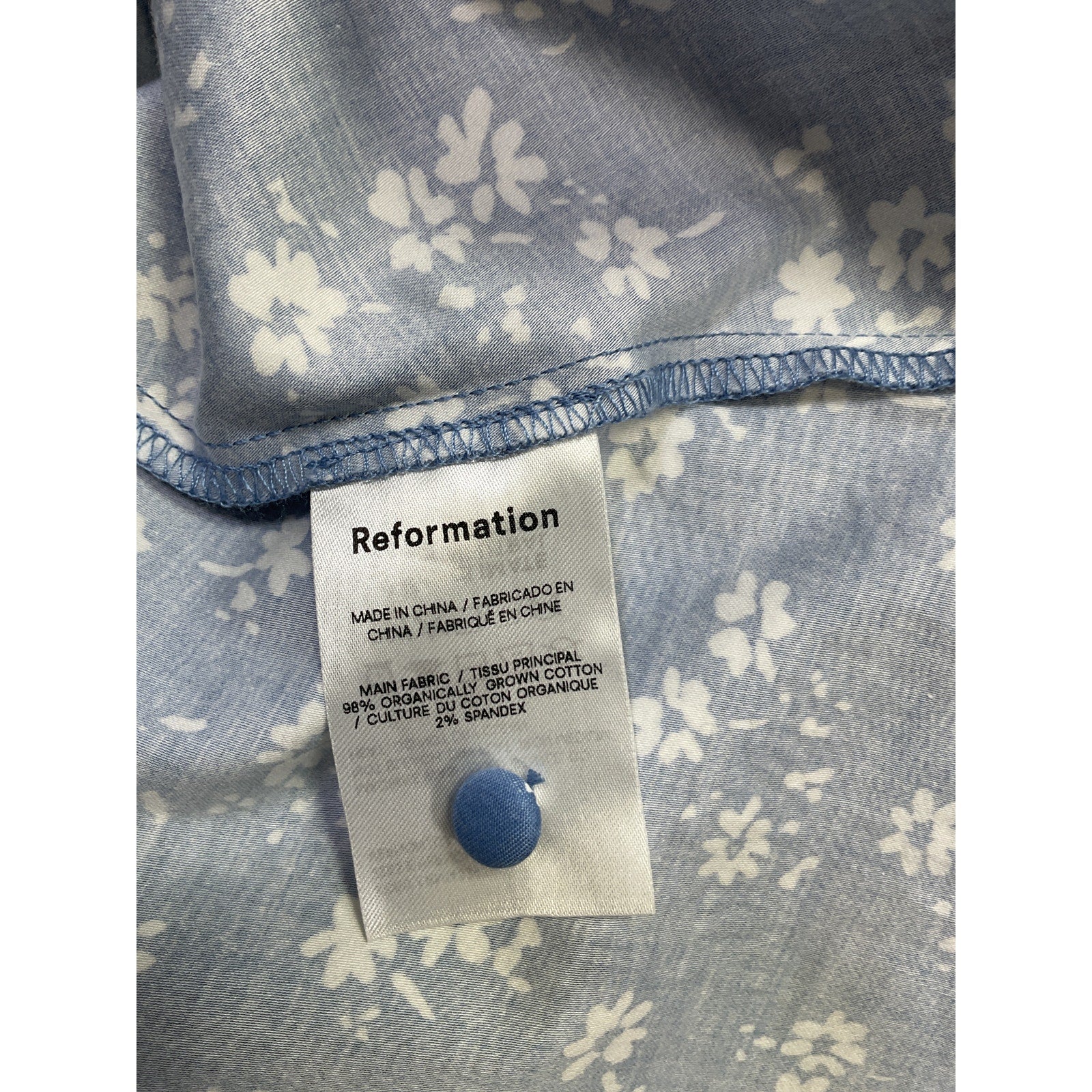 Reformation 'Isador' Blue Cotton Dress Size 4 - Image 5