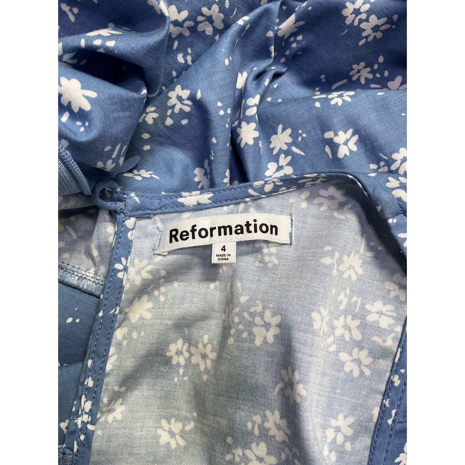 Reformation 'Isador' Blue Cotton Dress Size 4 - Image 4