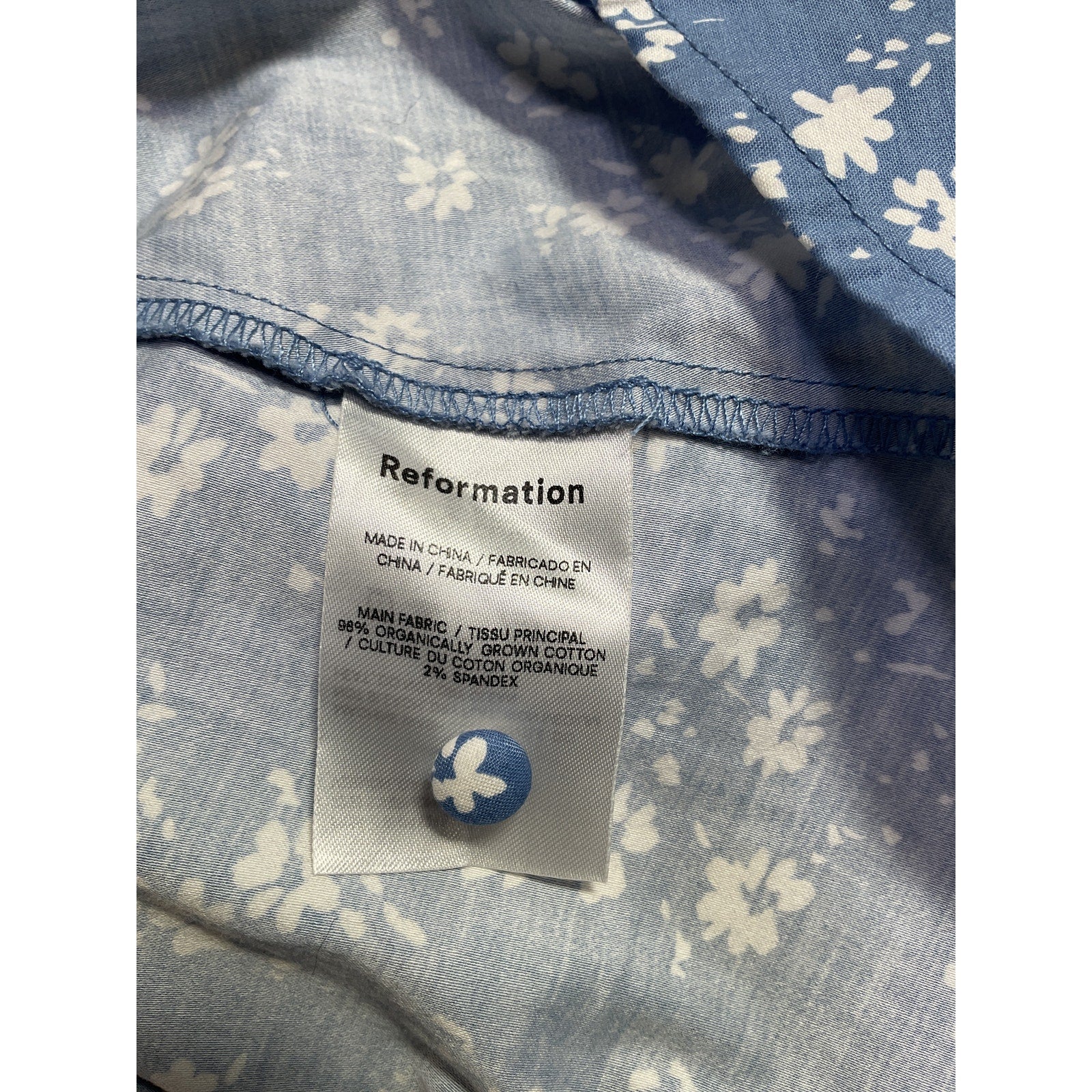 Reformation 'Isador' Blue Cotton Dress Size 4 - Image 5