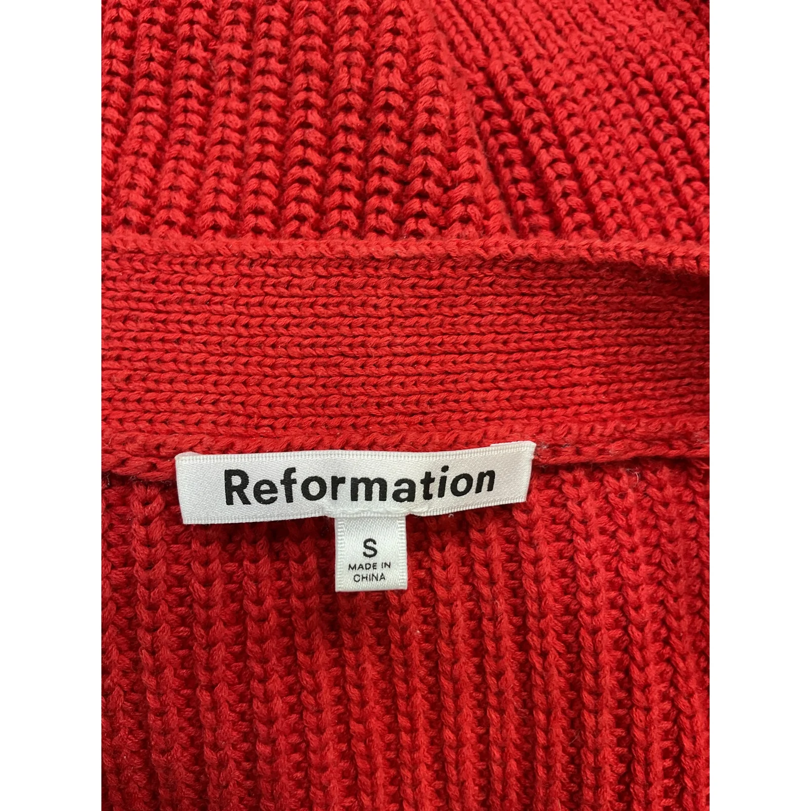 Reformation 'Jessa' Red Cotton Cardigan Size S - Image 4