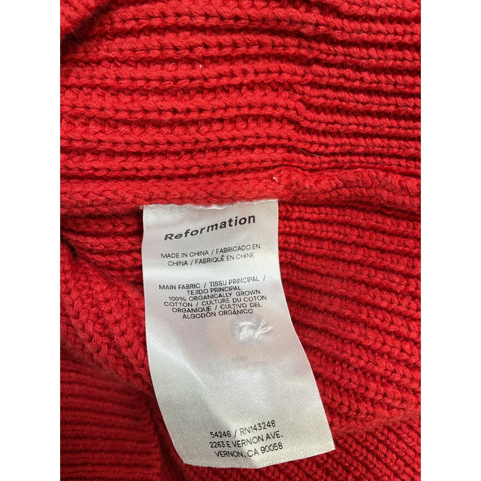 Reformation 'Jessa' Red Cotton Cardigan Size S - Image 5